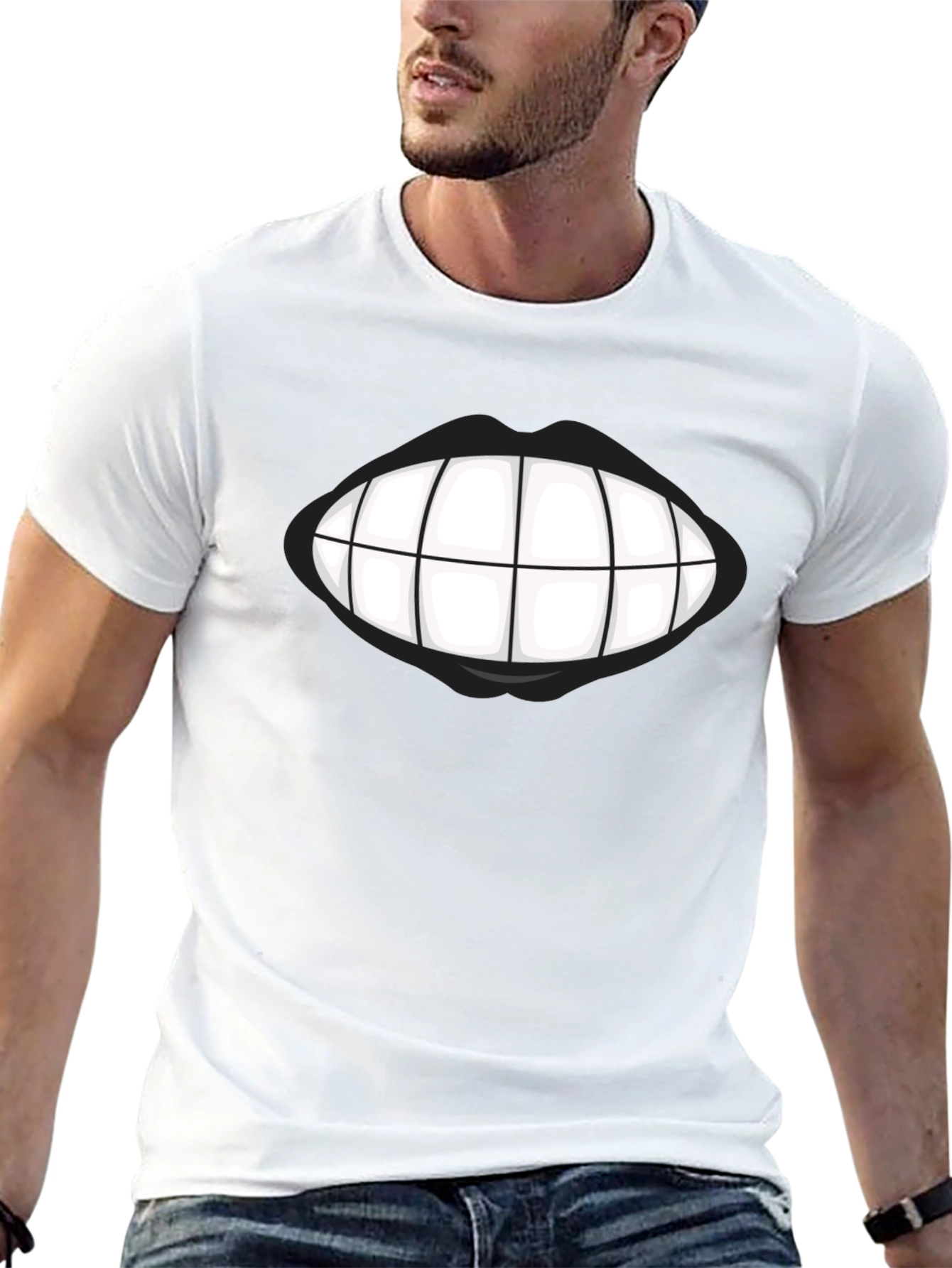 Grinning Teeth Graphic Tee - Bold Black T-Shirt