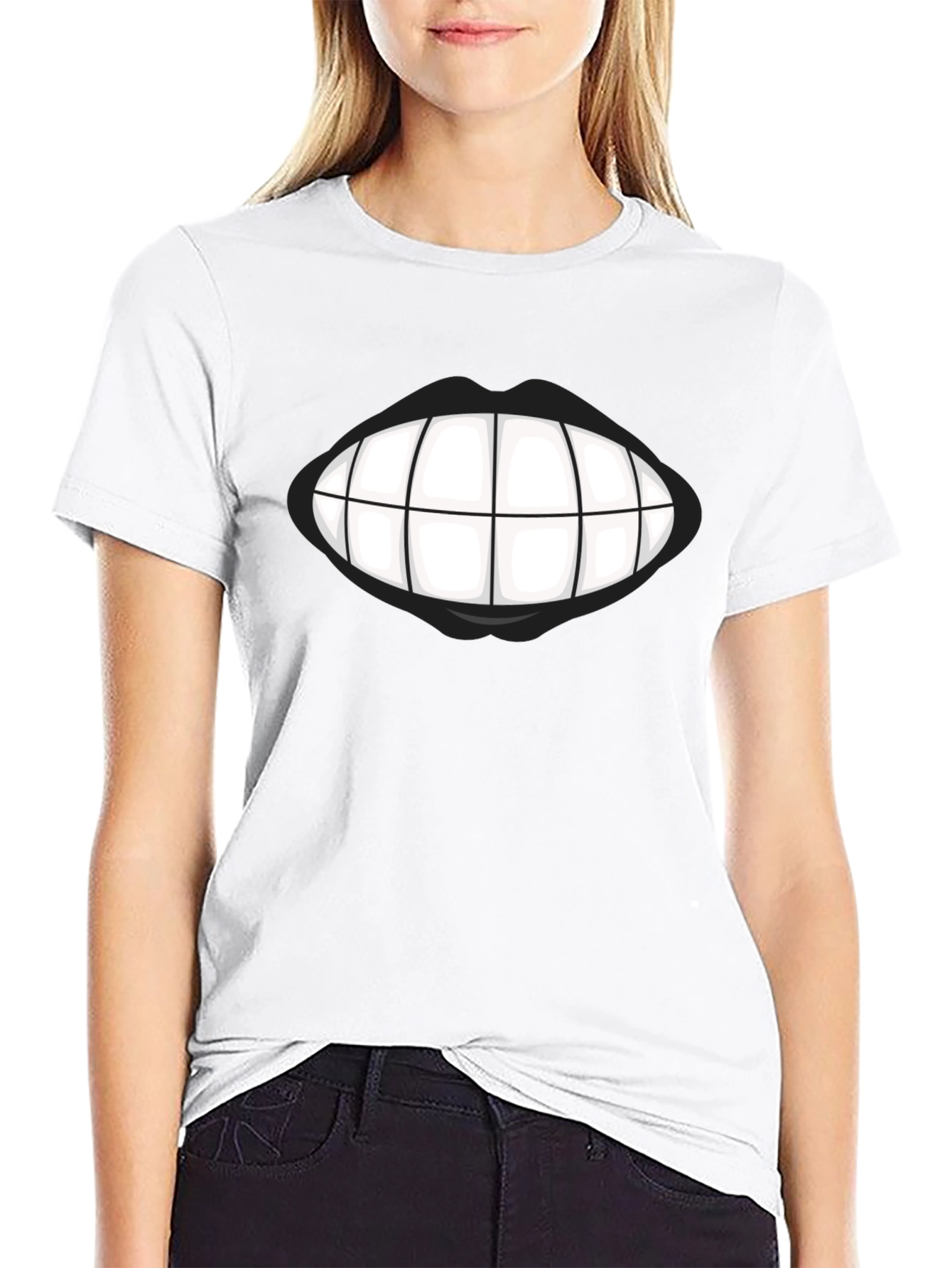 Grinning Teeth Graphic Tee - Bold Black T-Shirt