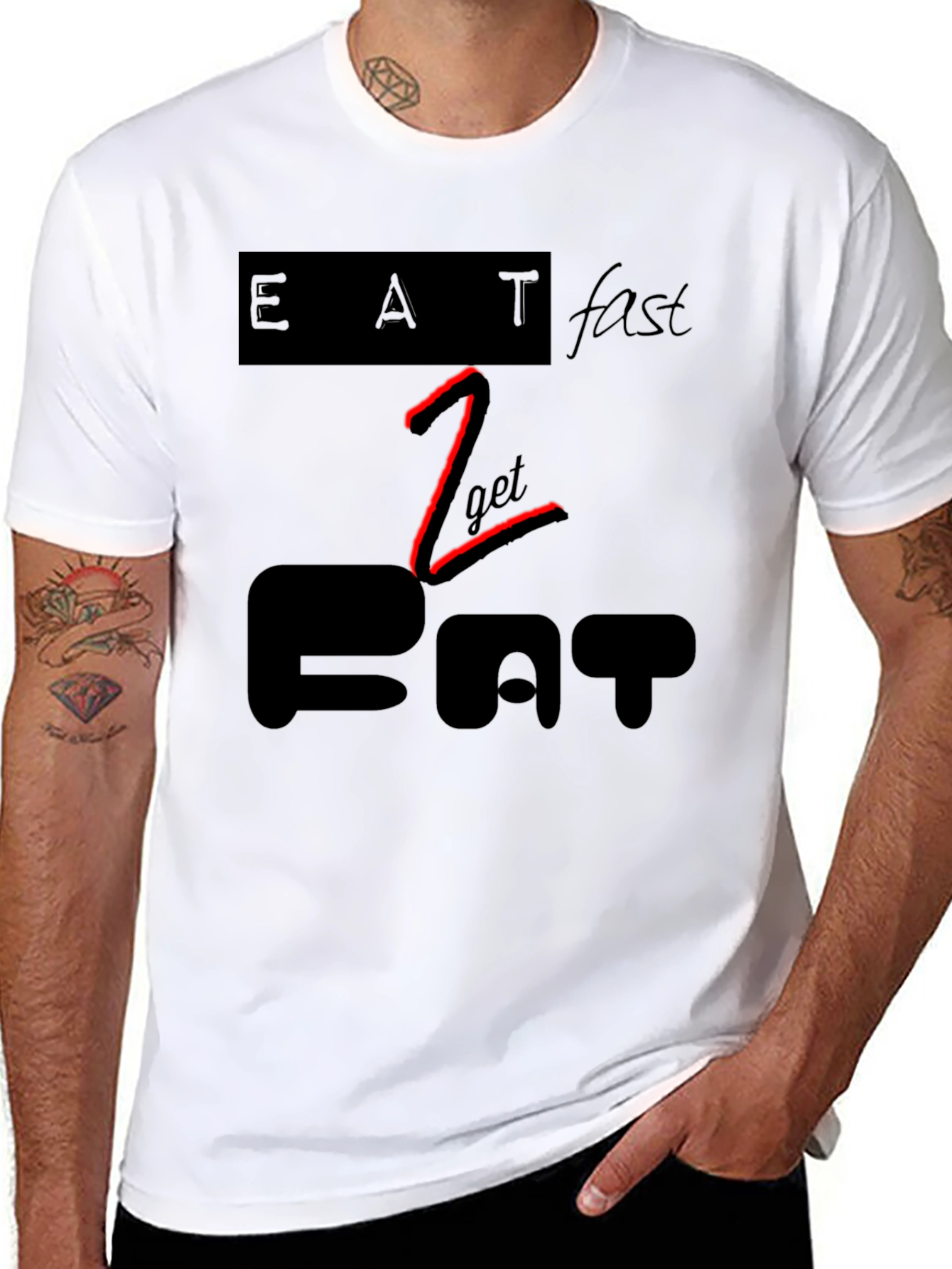 Eat Fast to Get Fat Black Graphic Tee