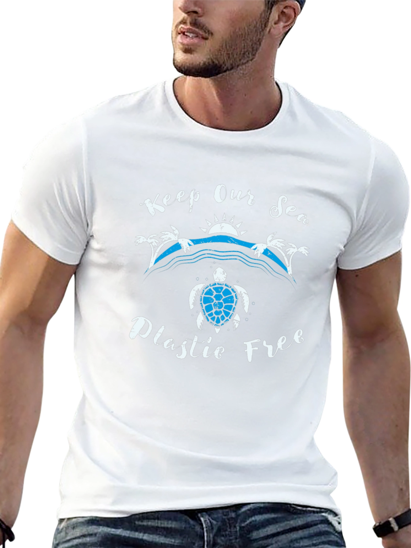 Keep Our Sea Plastic Free Black T-Shirt
