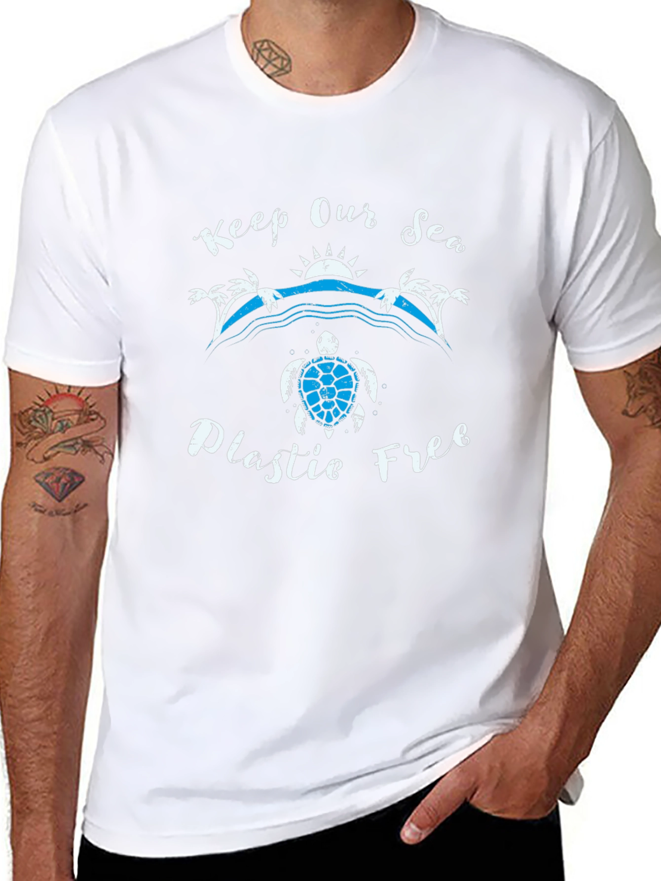 Keep Our Sea Plastic Free Black T-Shirt