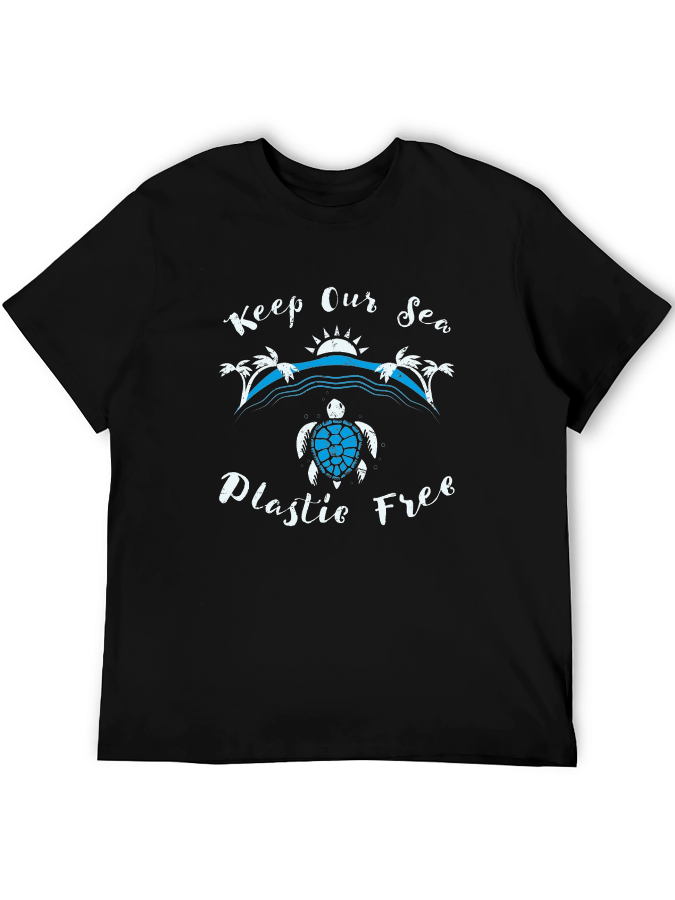 Keep Our Sea Plastic Free Black T-Shirt