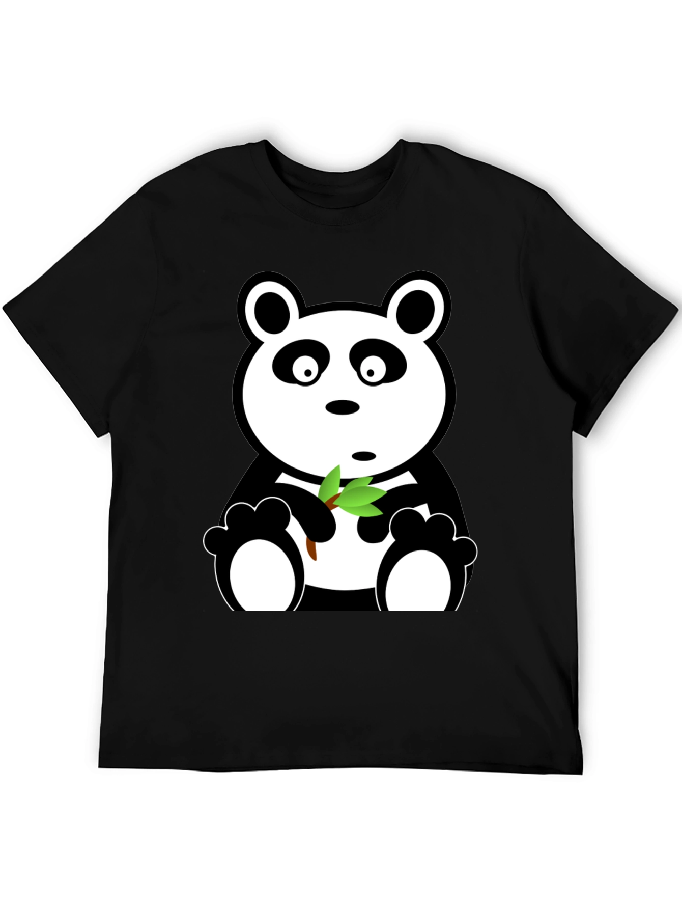 Cute Panda Bear Graphic Tee - Black