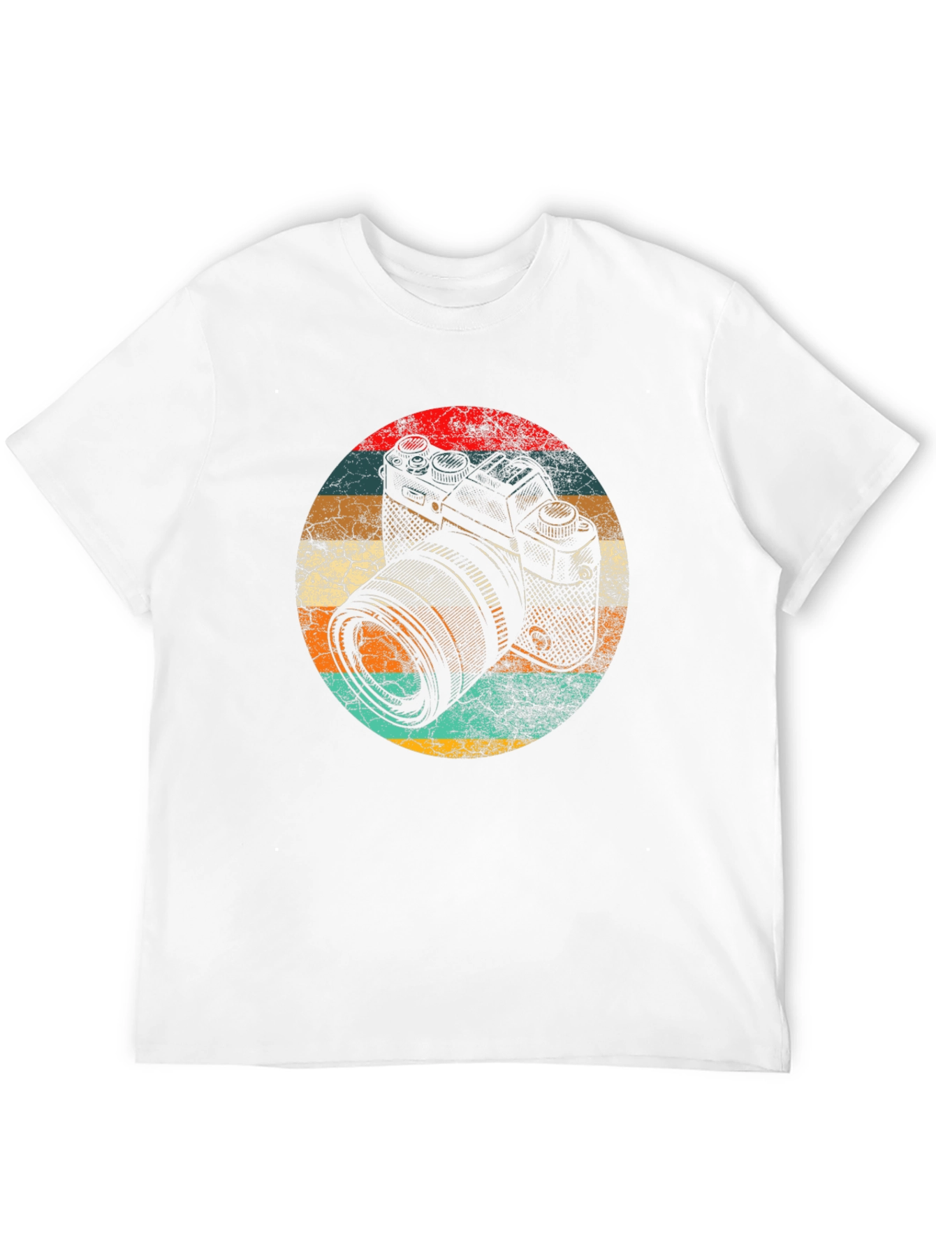 Retro Camera Graphic Tee - Black Cotton Blend Shirt