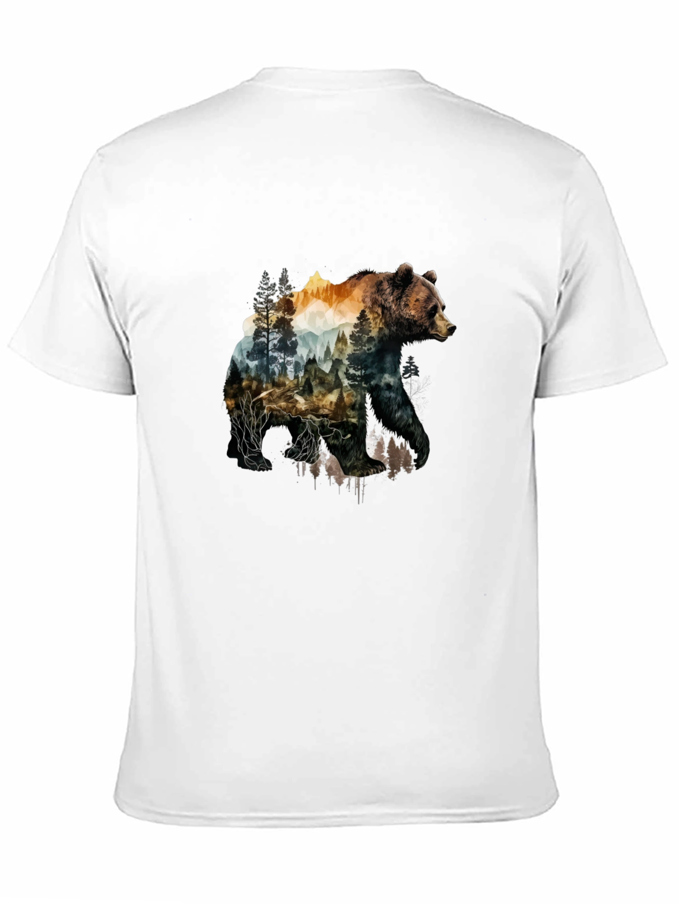 Nature Bear Graphic Tee - Black Cotton T-Shirt