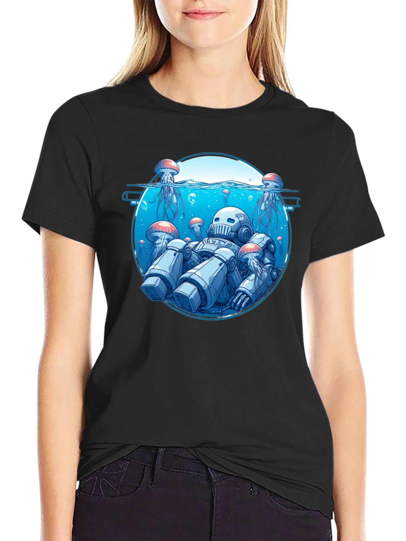 Robot Jellyfish Graphic T-Shirt