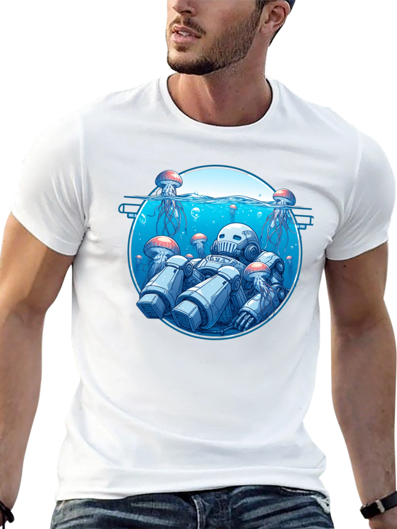 Robot Jellyfish Graphic T-Shirt