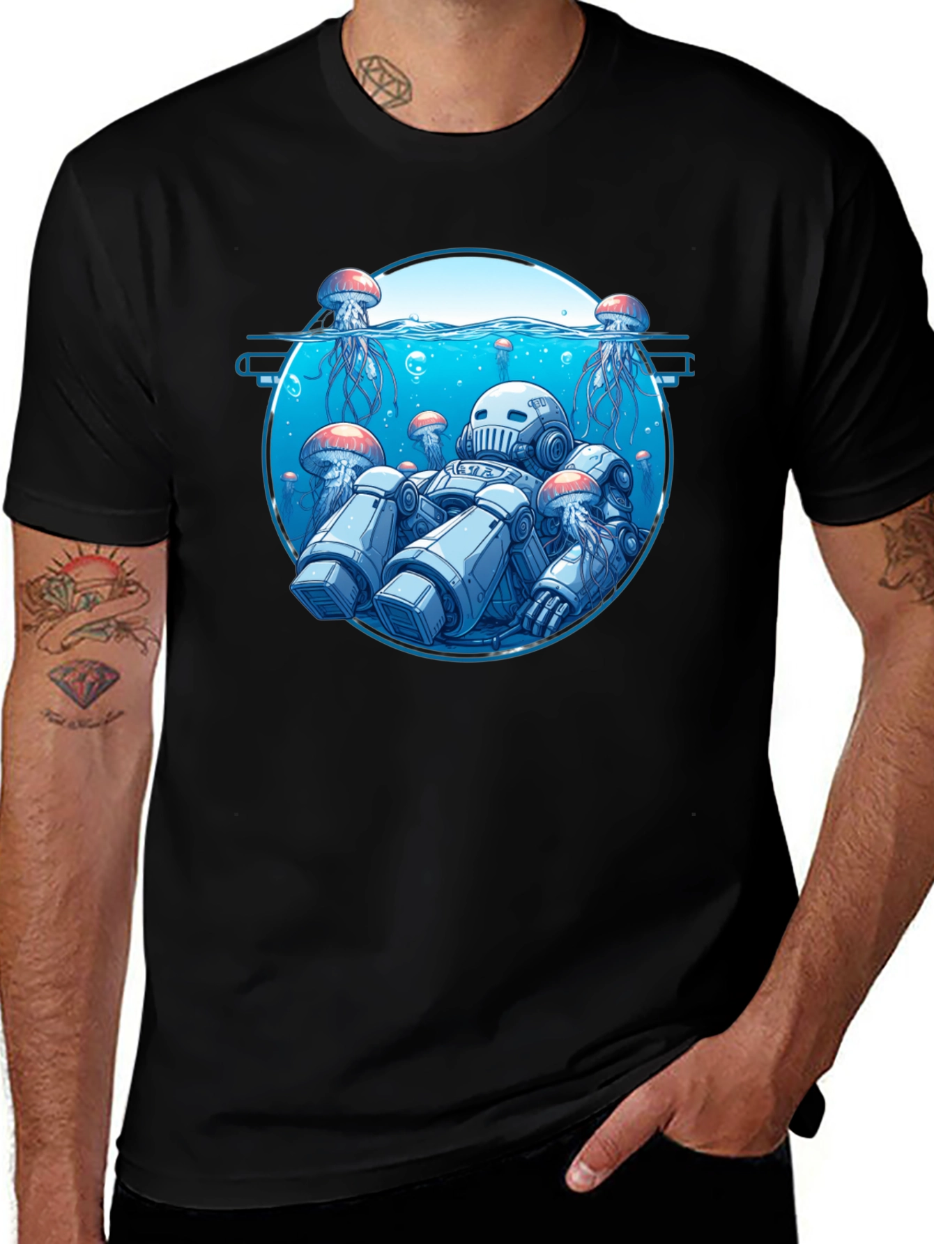 Robot Jellyfish Graphic T-Shirt