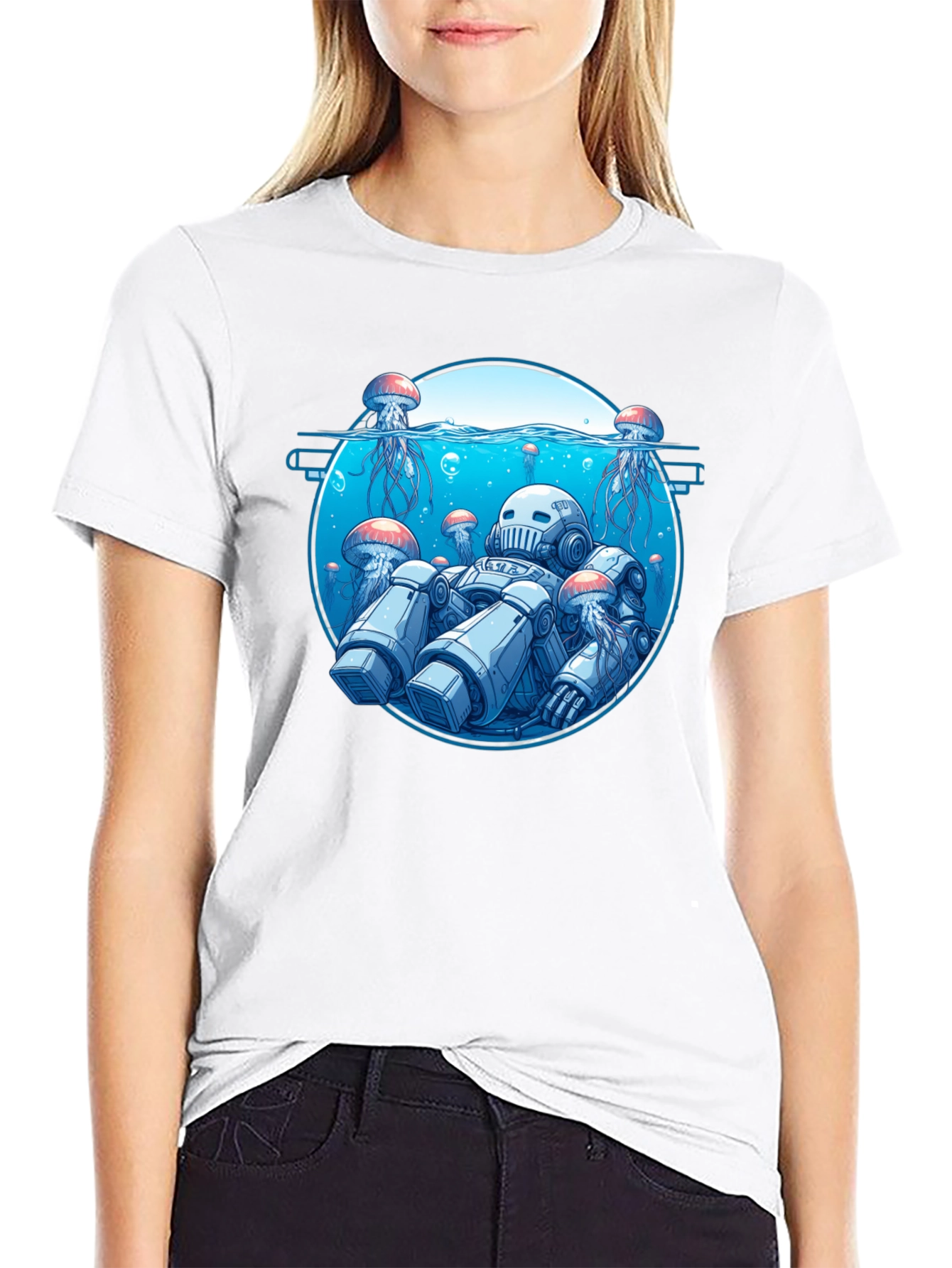 Robot Jellyfish Graphic T-Shirt