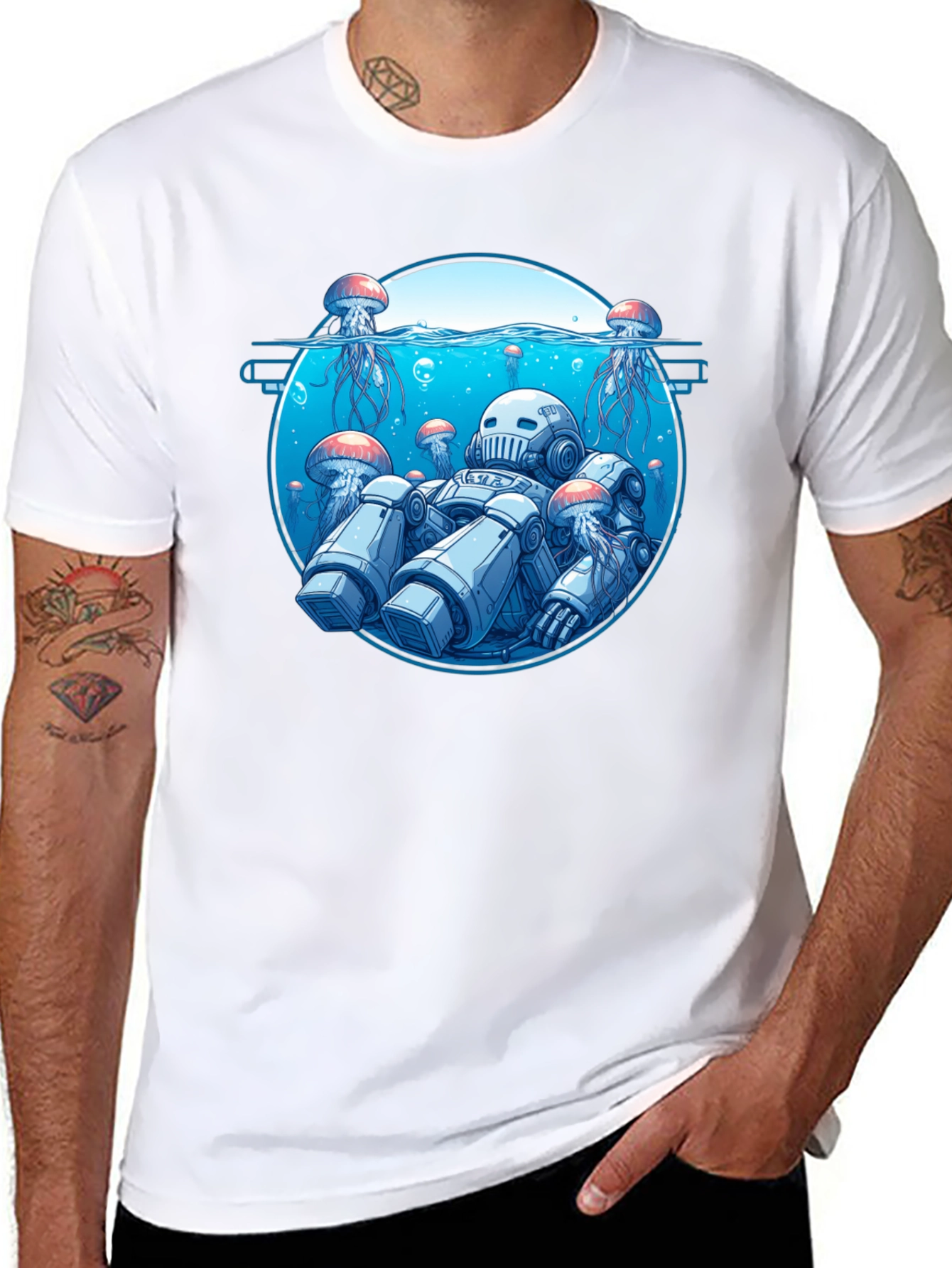 Robot Jellyfish Graphic T-Shirt