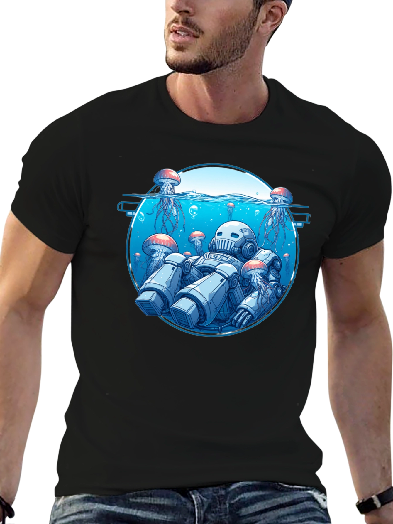 Robot Jellyfish Graphic T-Shirt