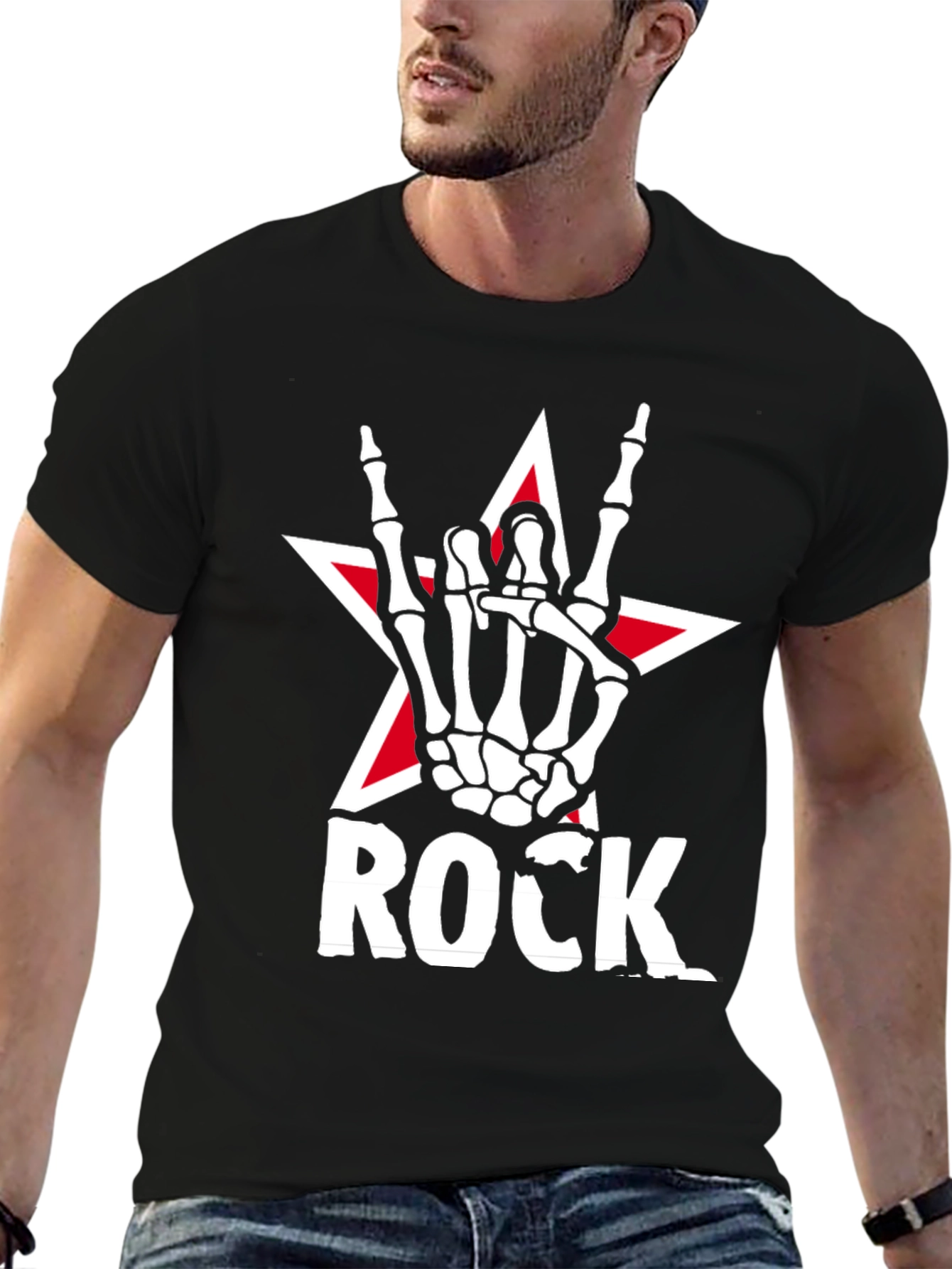 Rock On Skeleton Hand Star T-Shirt