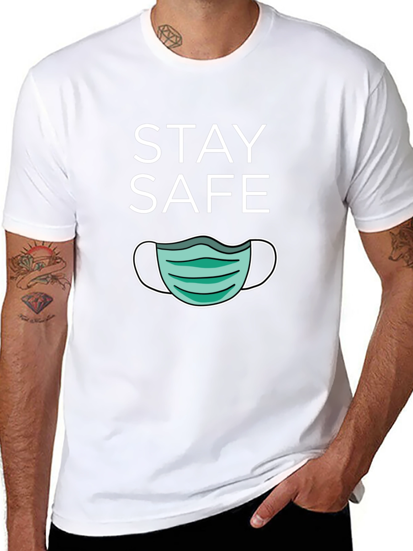 Stay Safe T-Shirt with Mask Design