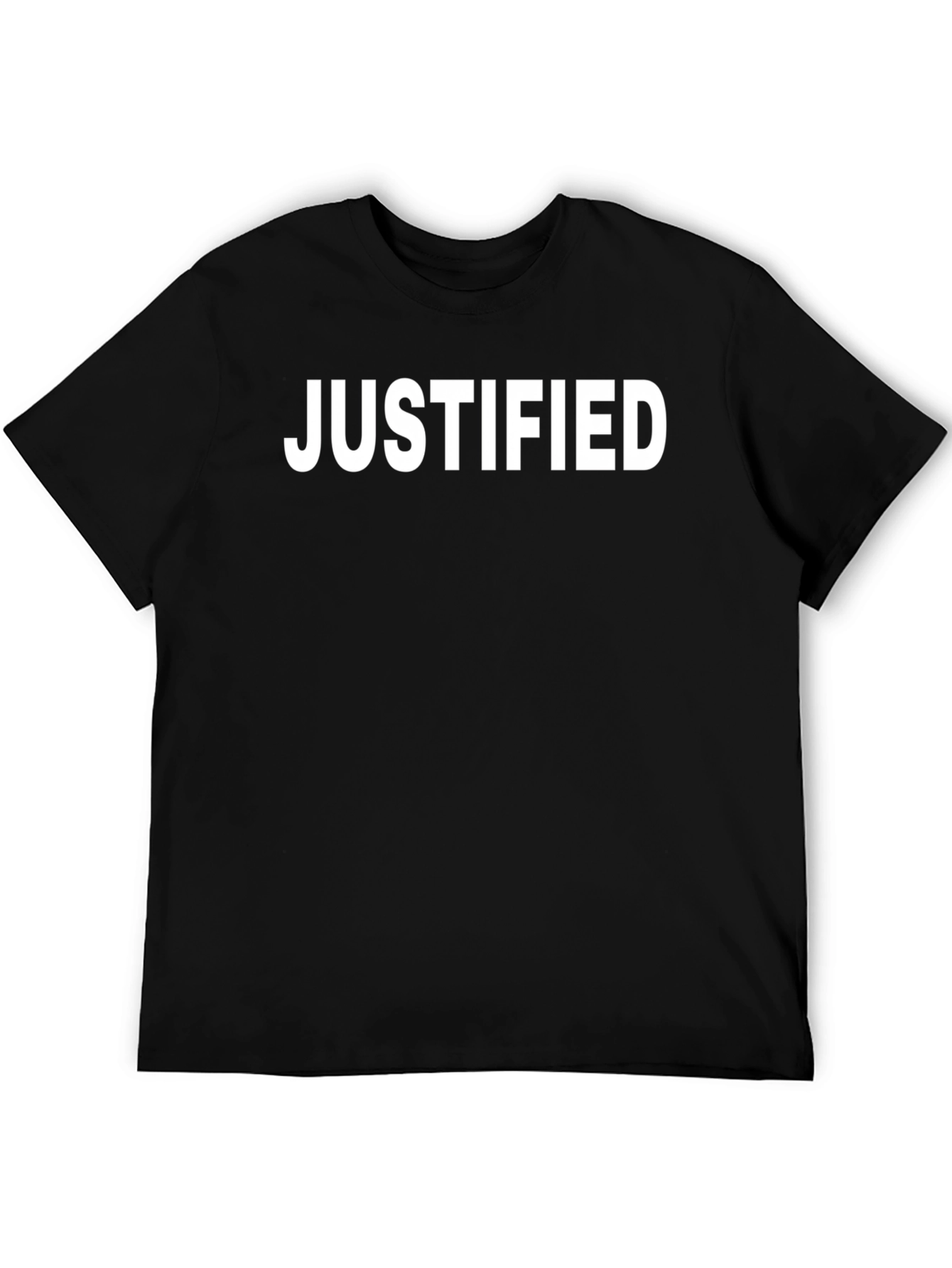 Justified Black Cotton Graphic Tee Shirt