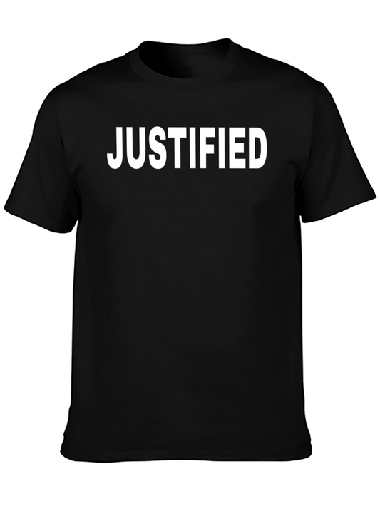 Justified Black Cotton Graphic Tee Shirt