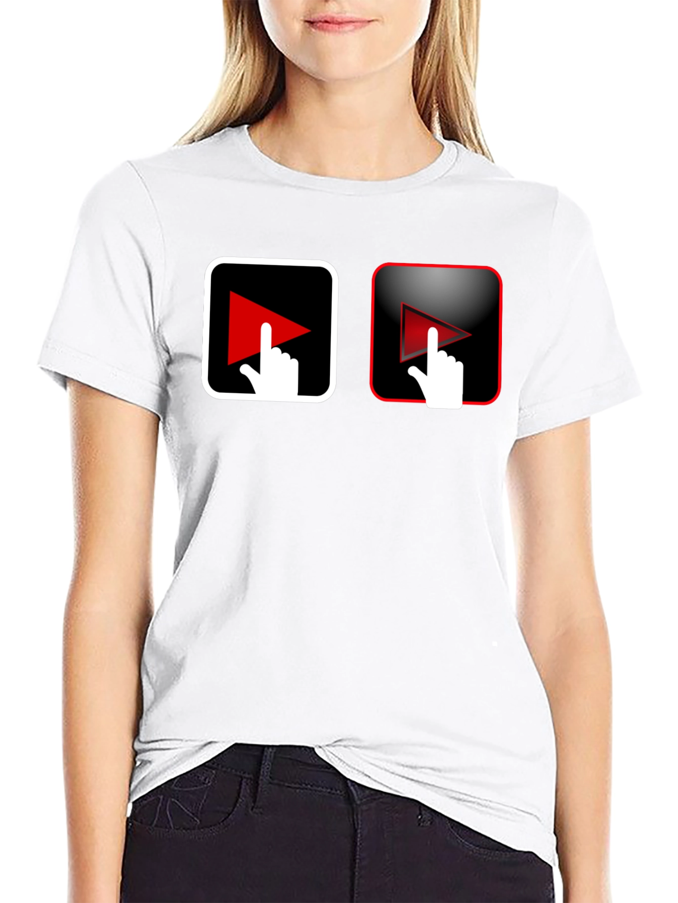 Play Button Touch Black T-Shirt