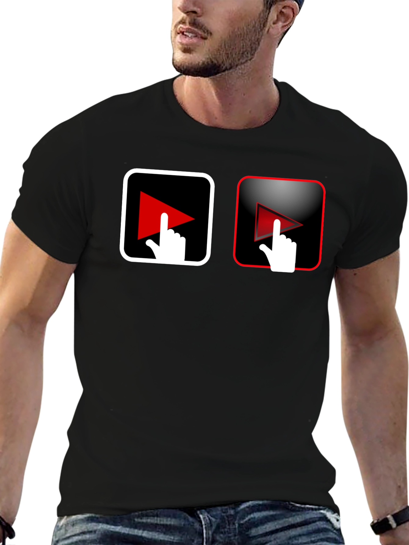 Play Button Touch Black T-Shirt