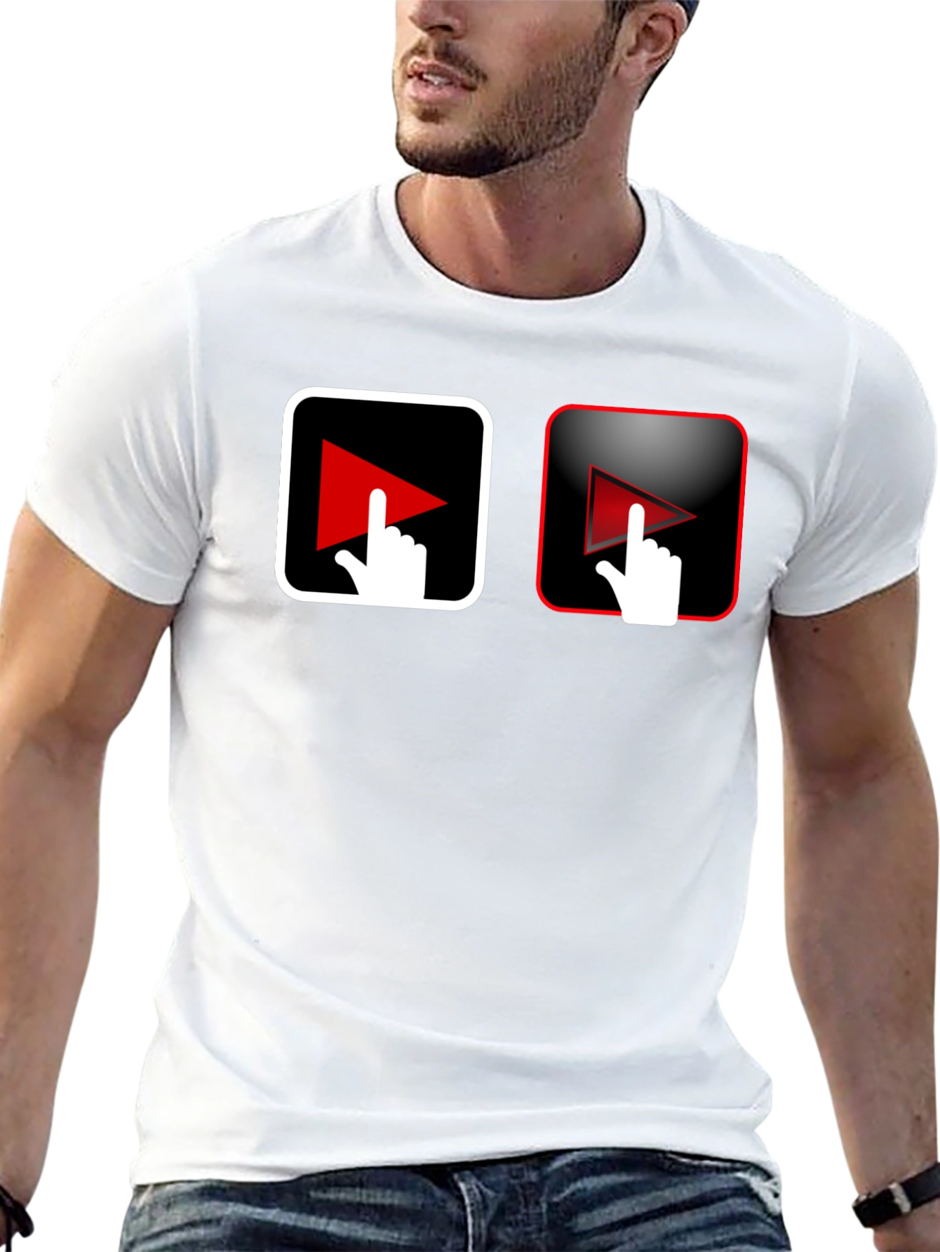 Play Button Touch Black T-Shirt
