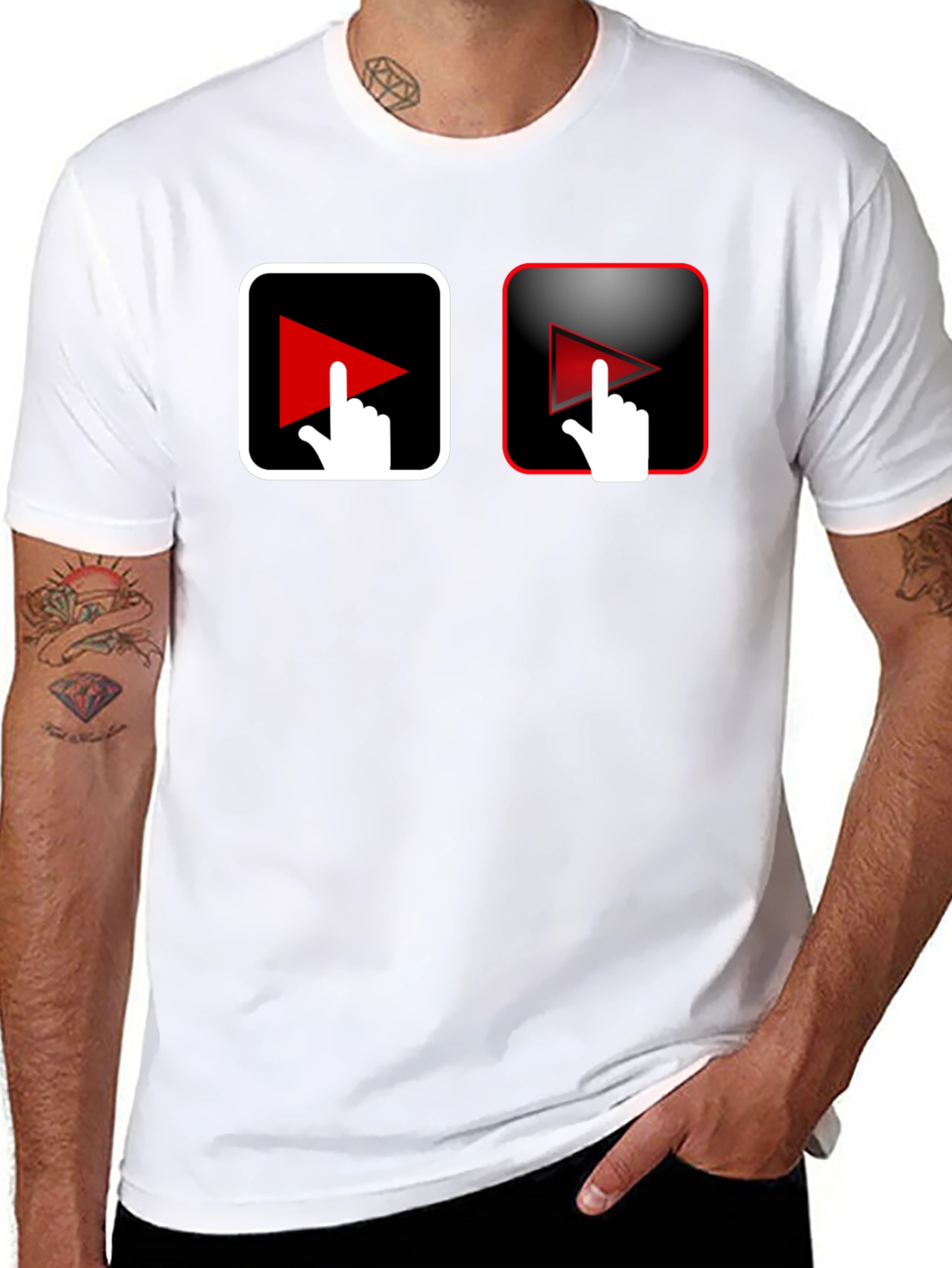 Play Button Touch Black T-Shirt