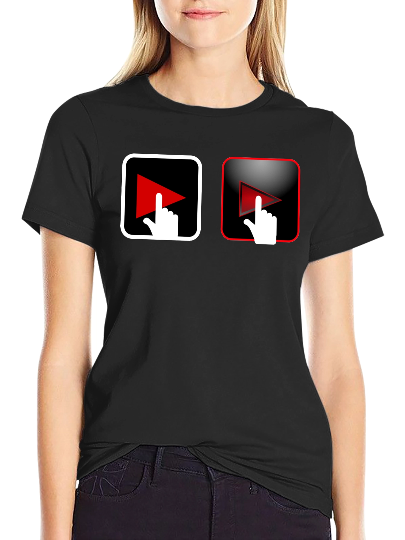 Play Button Touch Black T-Shirt