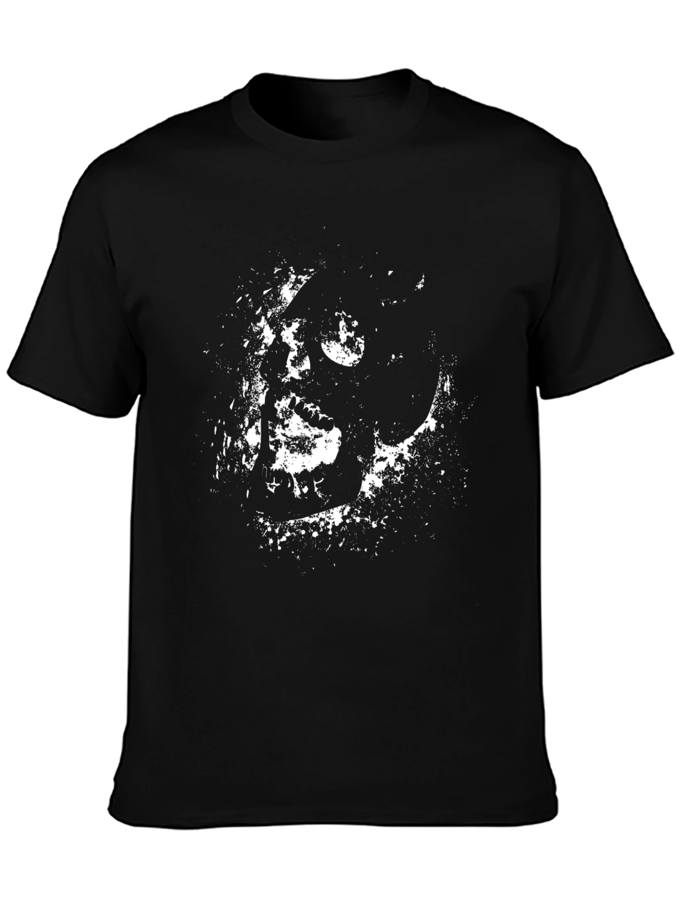 Graphic Skull Print Black T-Shirt - Grunge Style