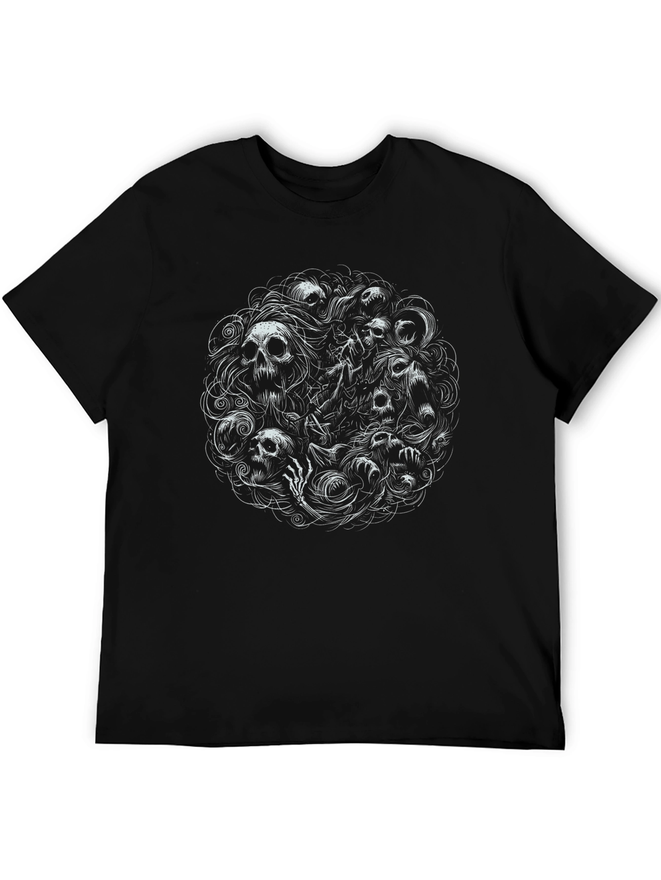 Skull Cluster Graphic Tee - Black T-Shirt