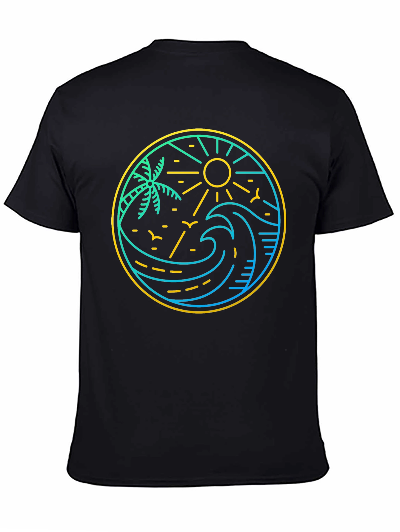 Tropical Vibe Black Tee - Coastal Design