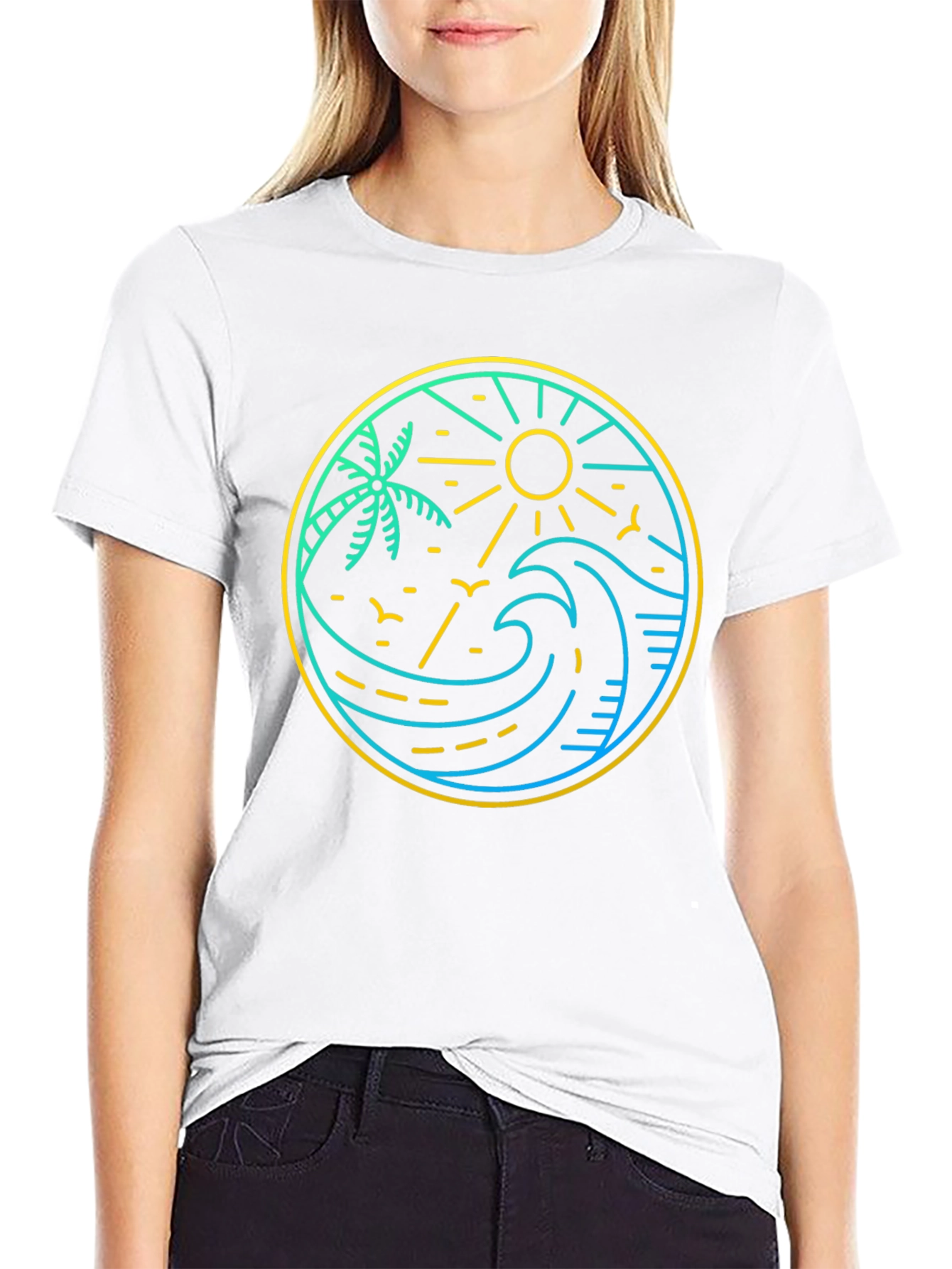 Tropical Vibe Black Tee - Coastal Design