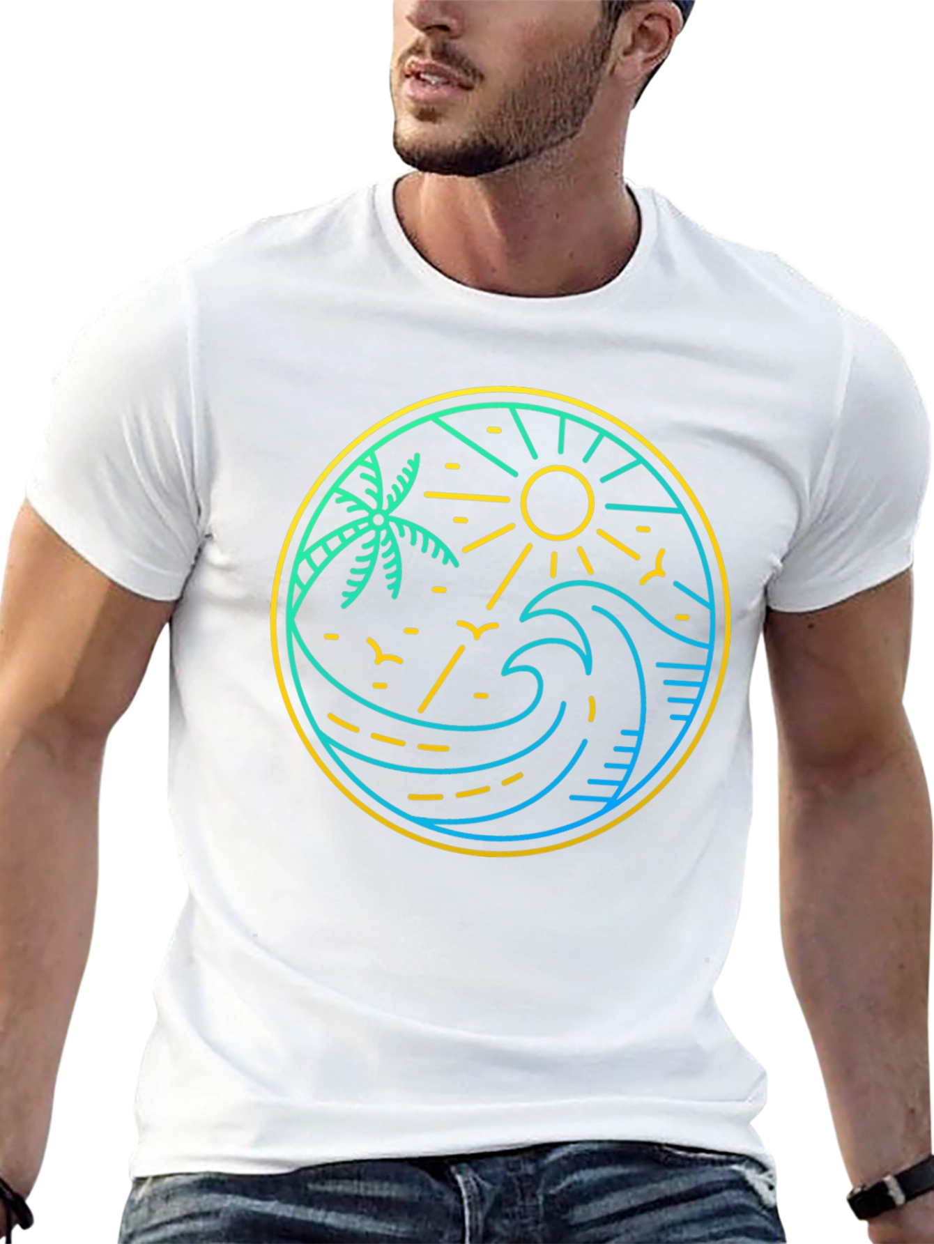 Tropical Vibe Black Tee - Coastal Design