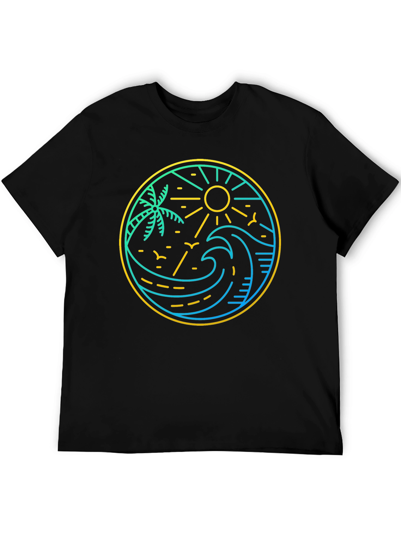 Tropical Vibe Black Tee - Coastal Design