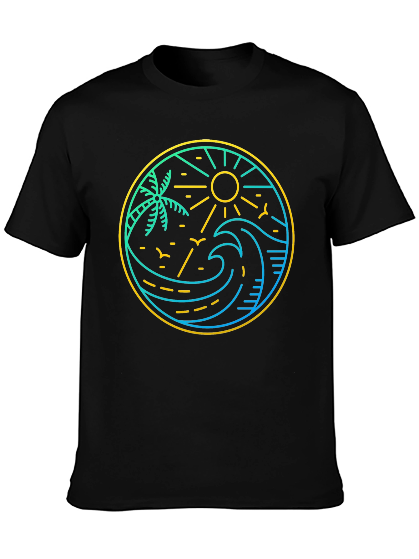 Tropical Vibe Black Tee - Coastal Design
