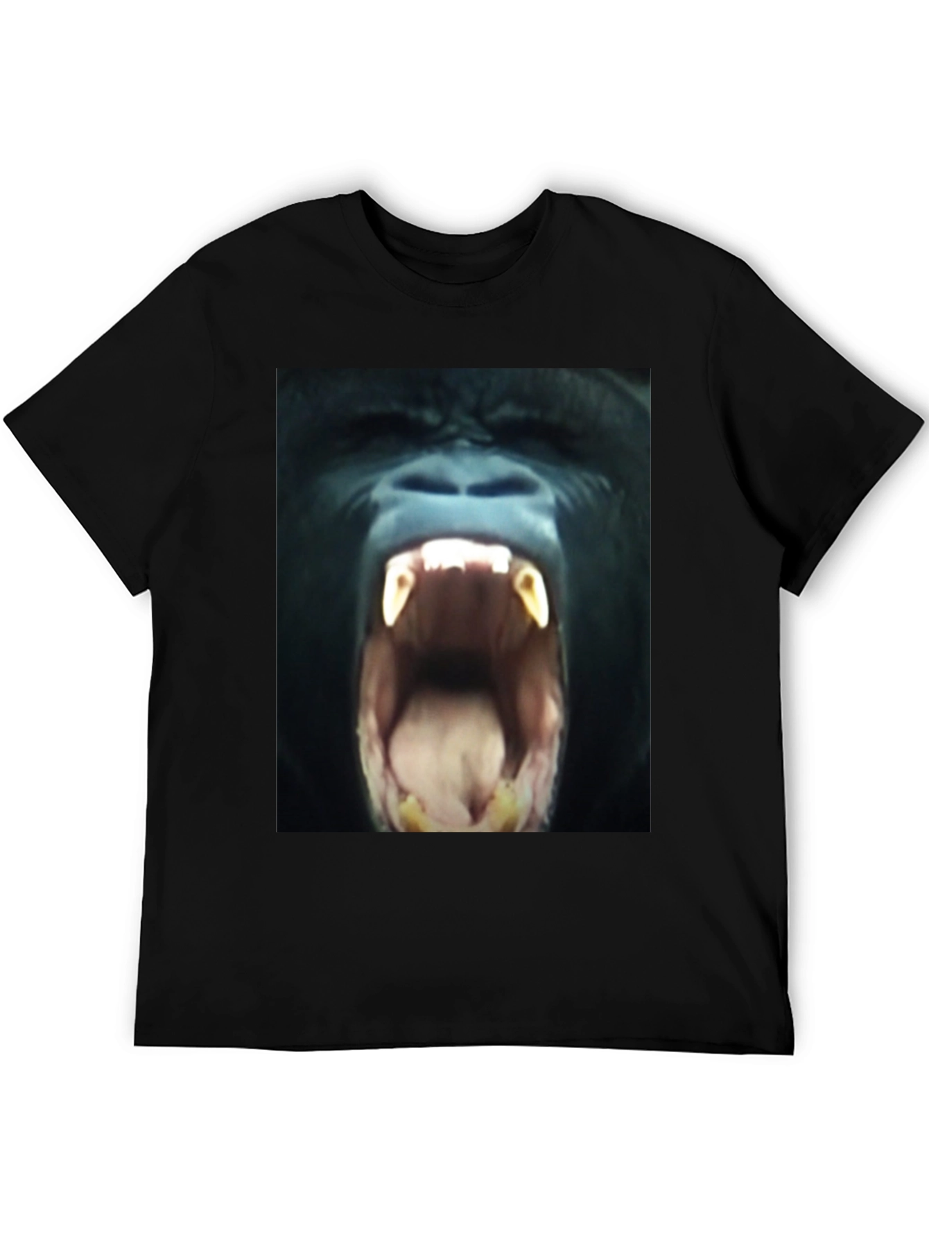 Black T-Shirt with Roaring Gorilla Graphic