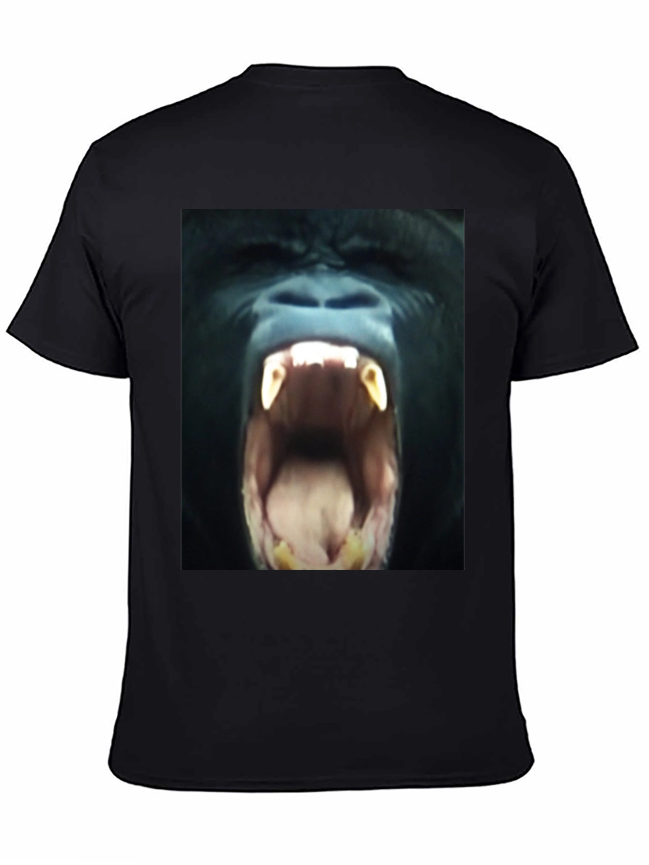 Black T-Shirt with Roaring Gorilla Graphic