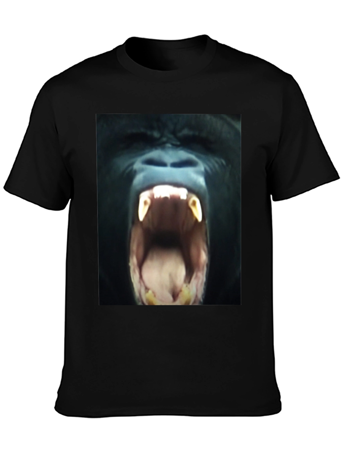 Black T-Shirt with Roaring Gorilla Graphic