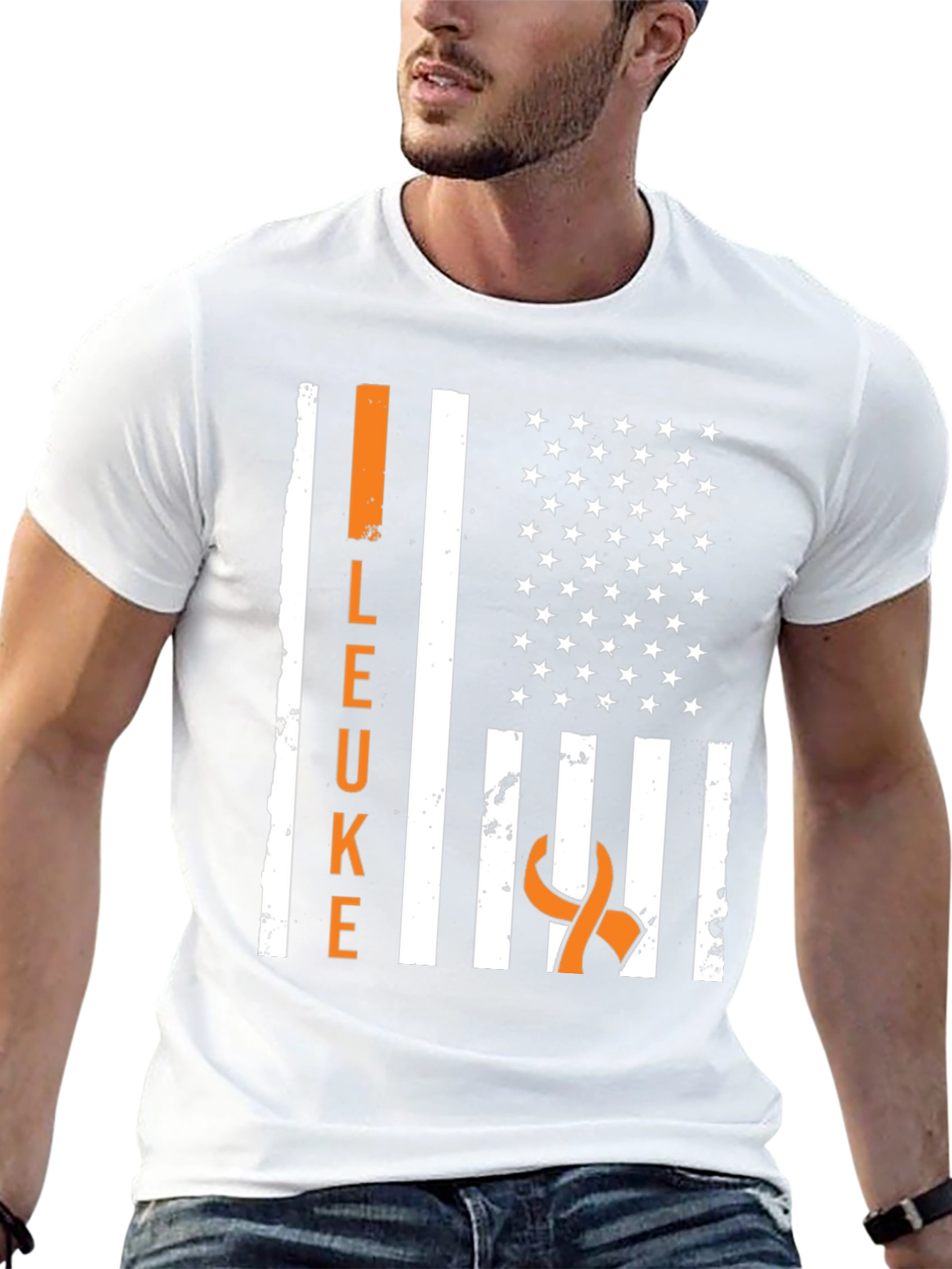 Leukemia Awareness American Flag T-Shirt