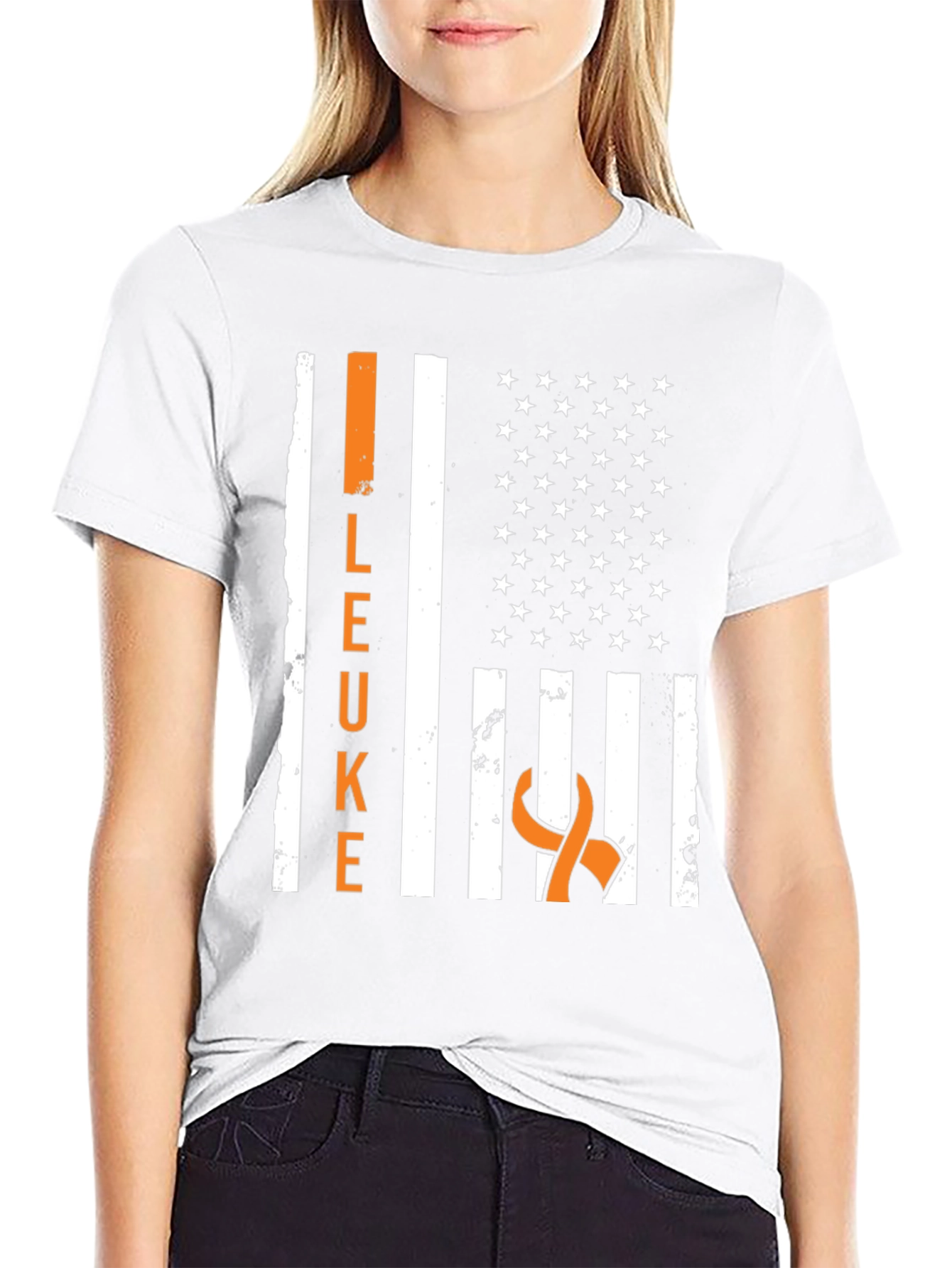 Leukemia Awareness American Flag T-Shirt
