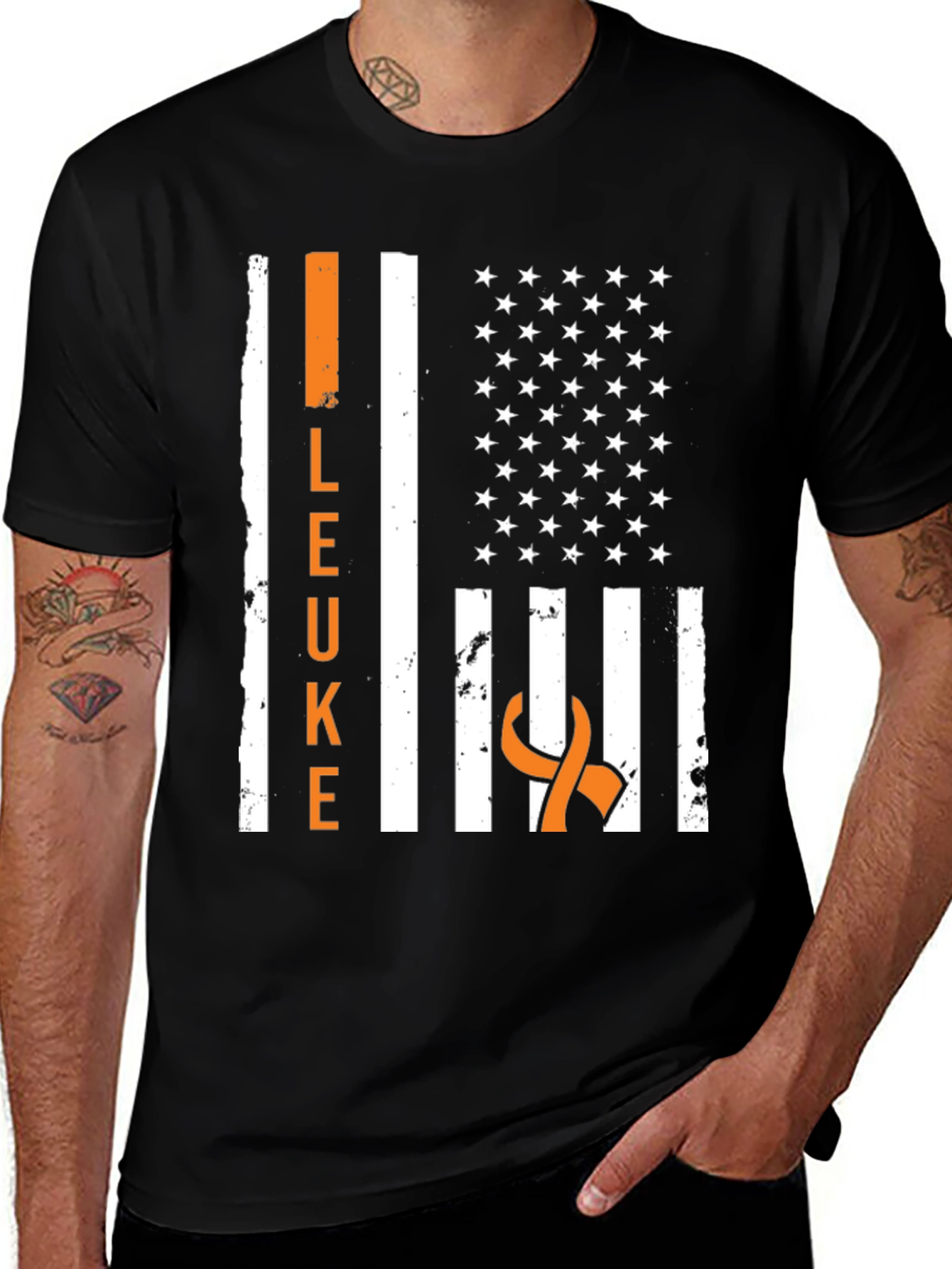 Leukemia Awareness American Flag T-Shirt