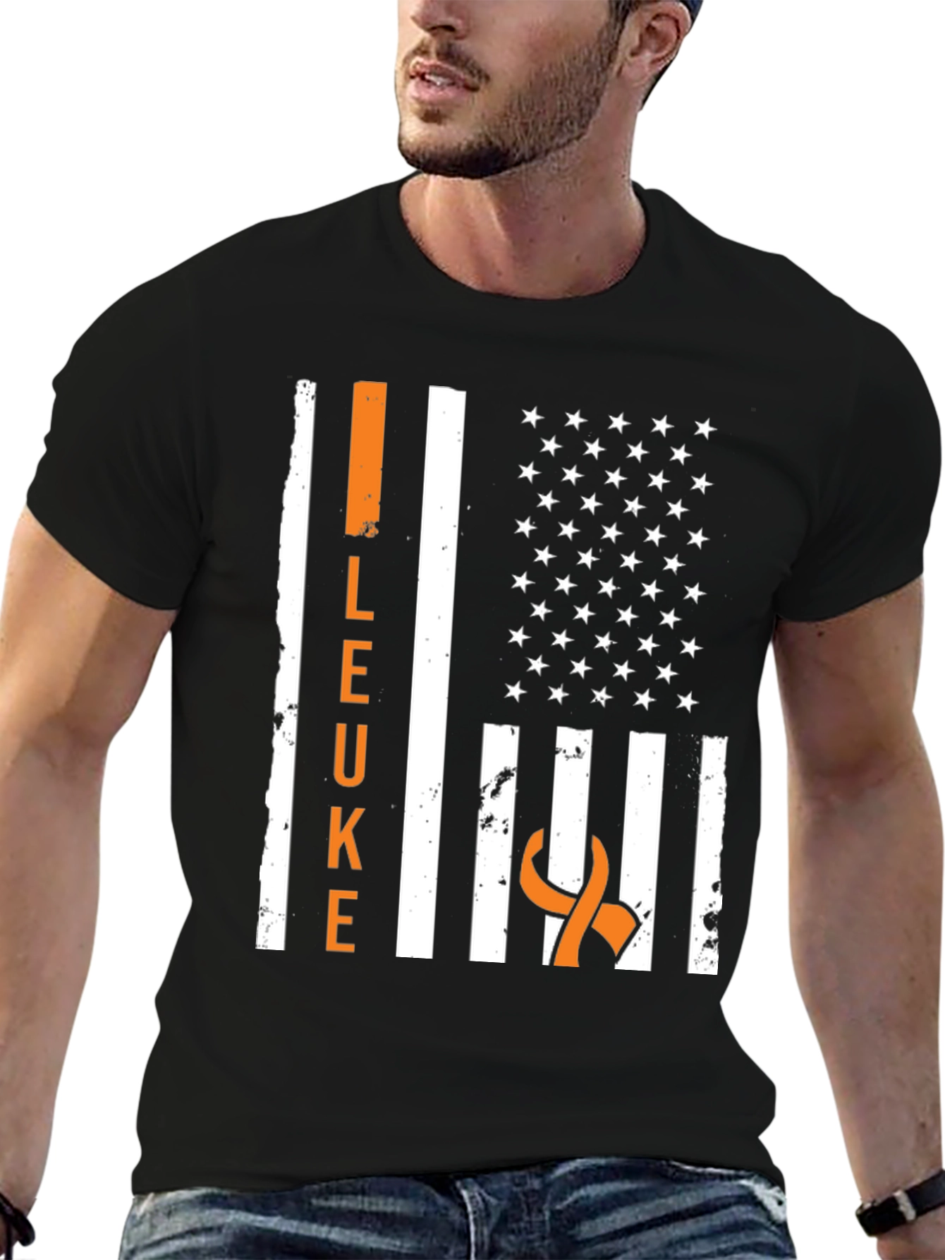 Leukemia Awareness American Flag T-Shirt