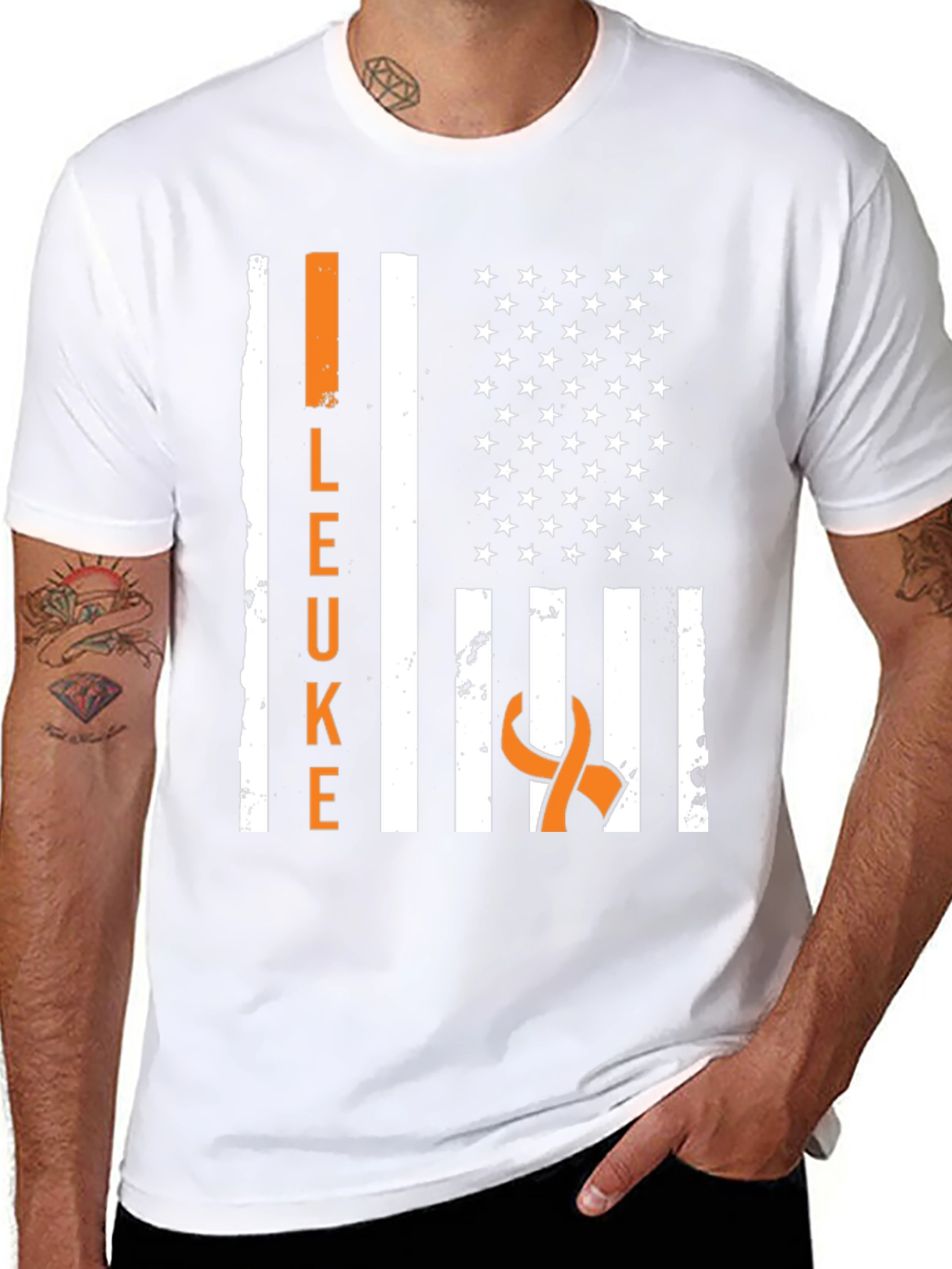 Leukemia Awareness American Flag T-Shirt