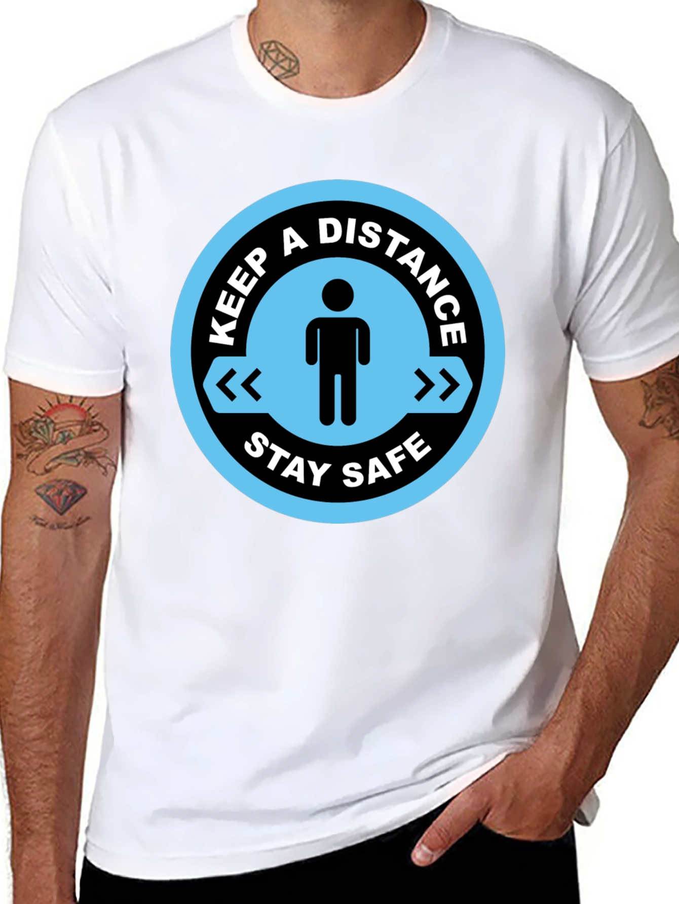 Keep a Distance Stay Safe Black T-Shirt
