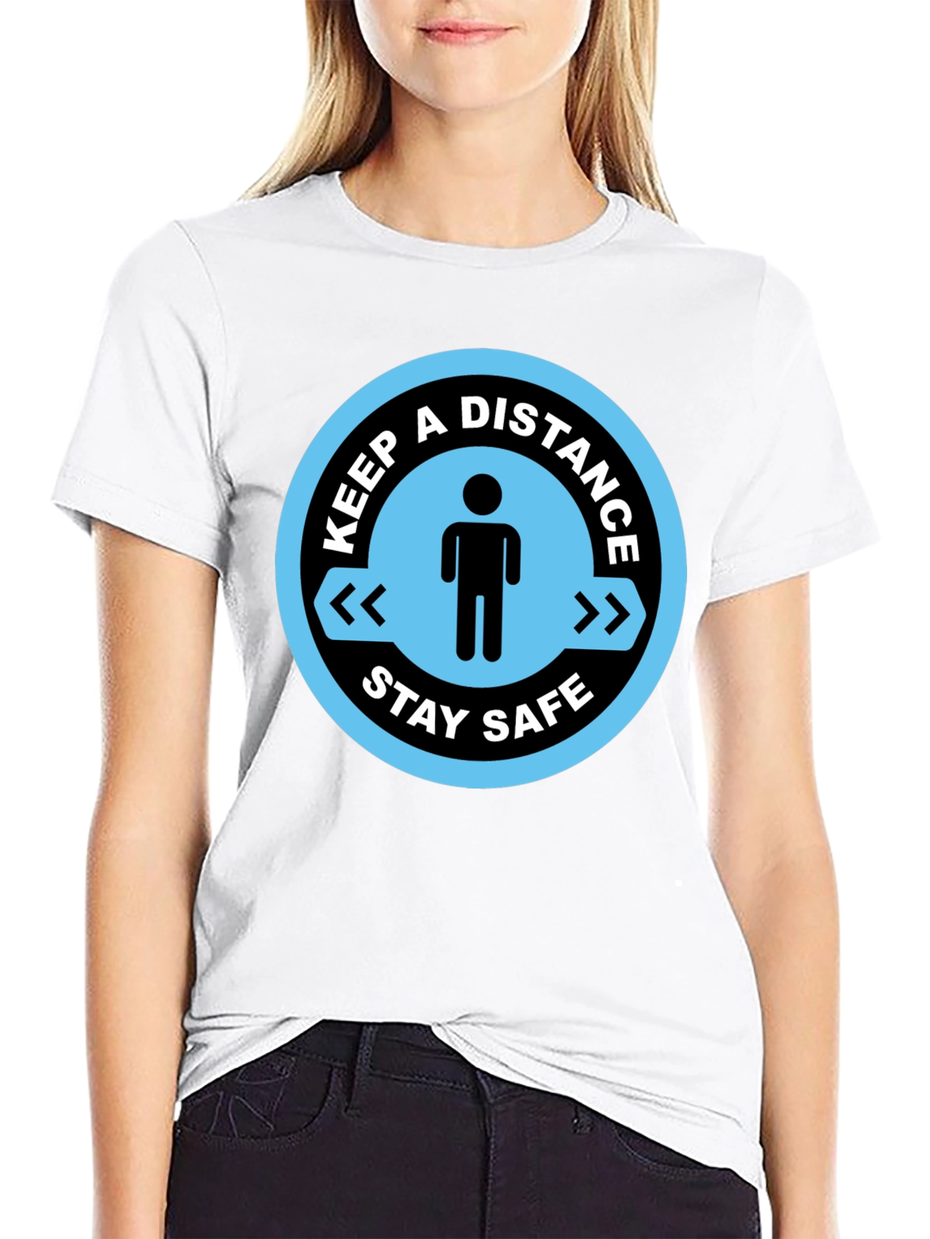 Keep a Distance Stay Safe Black T-Shirt