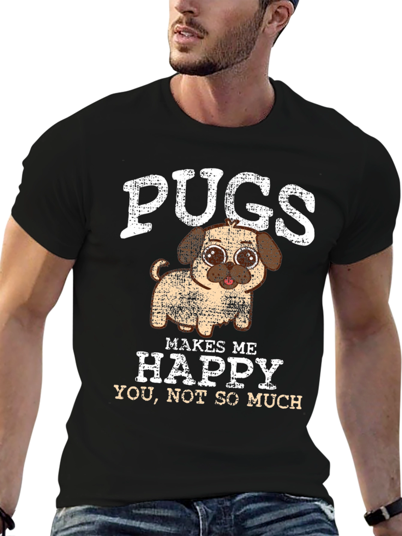 Pugs Make Me Happy Graphic Tee