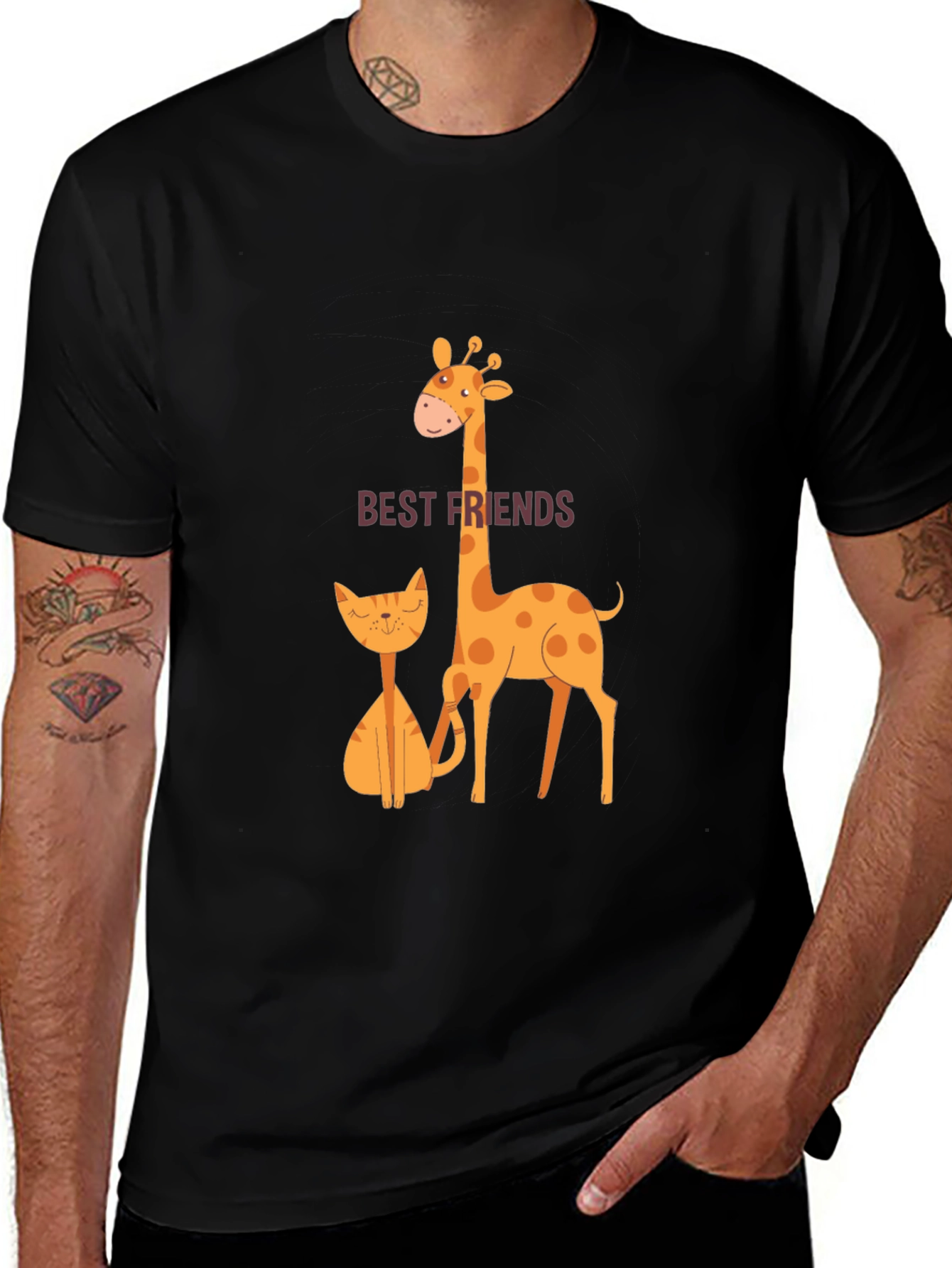 Best Friends Giraffe and Cat T-Shirt
