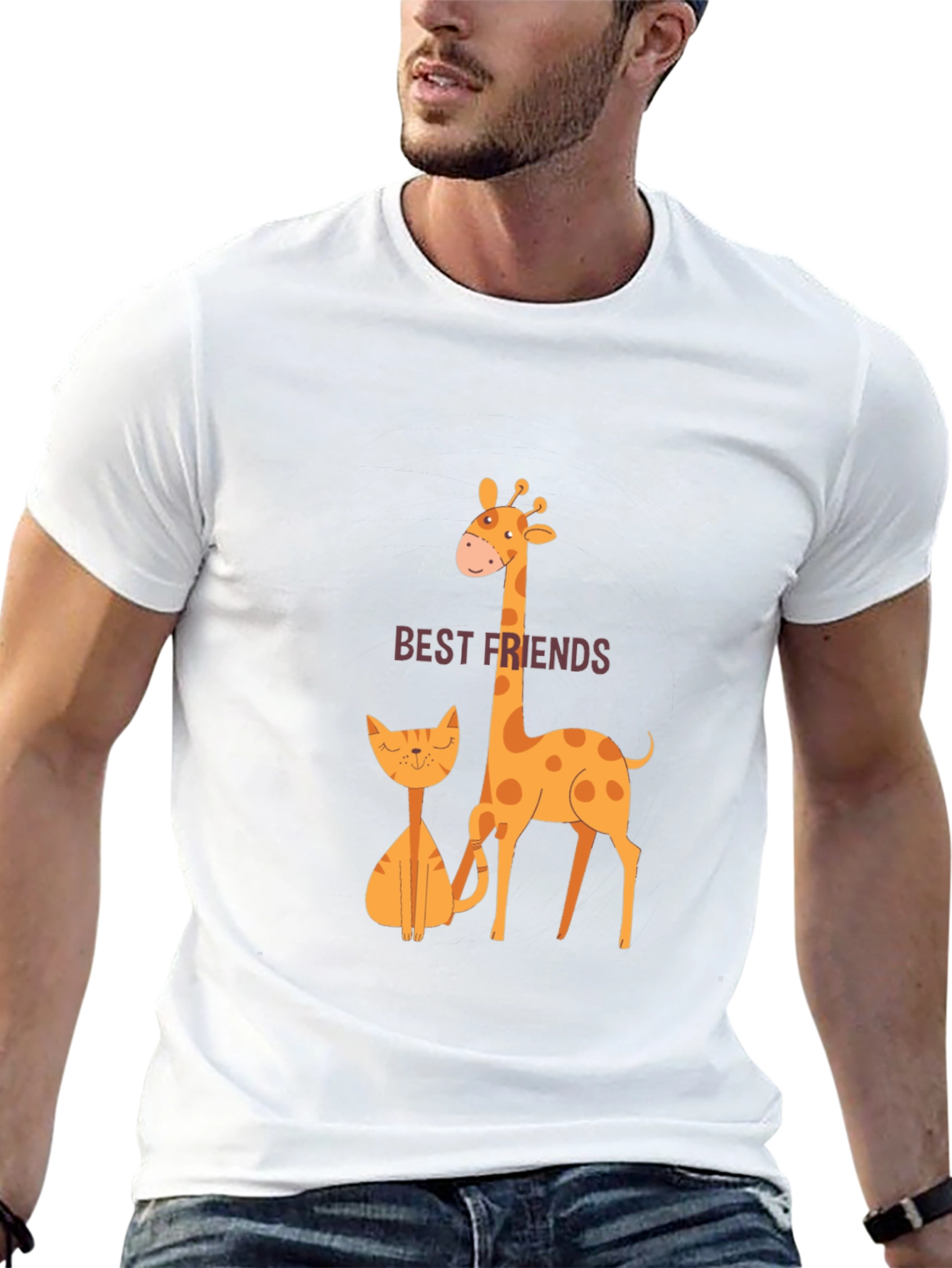 Best Friends Giraffe and Cat T-Shirt