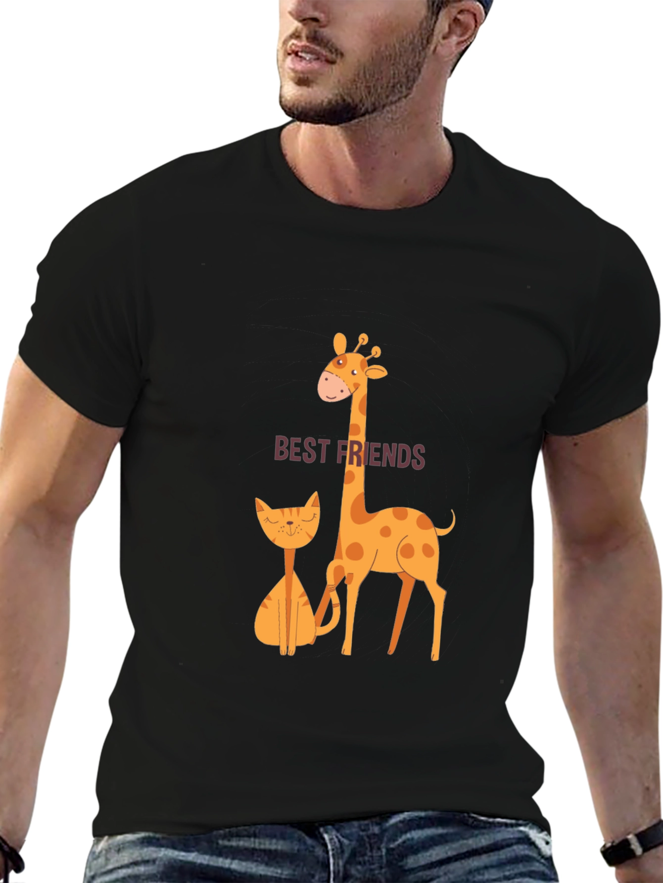 Best Friends Giraffe and Cat T-Shirt