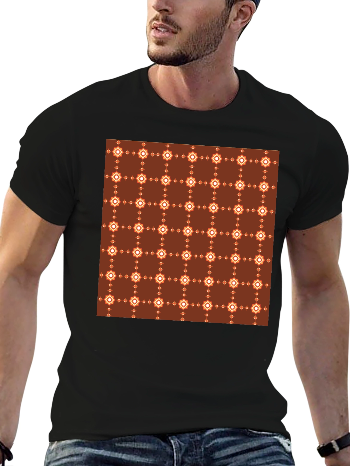 Patterned Tee:  Retro Geometric Print