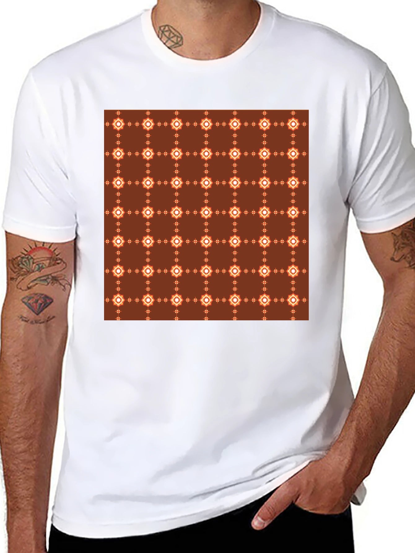 Patterned Tee:  Retro Geometric Print