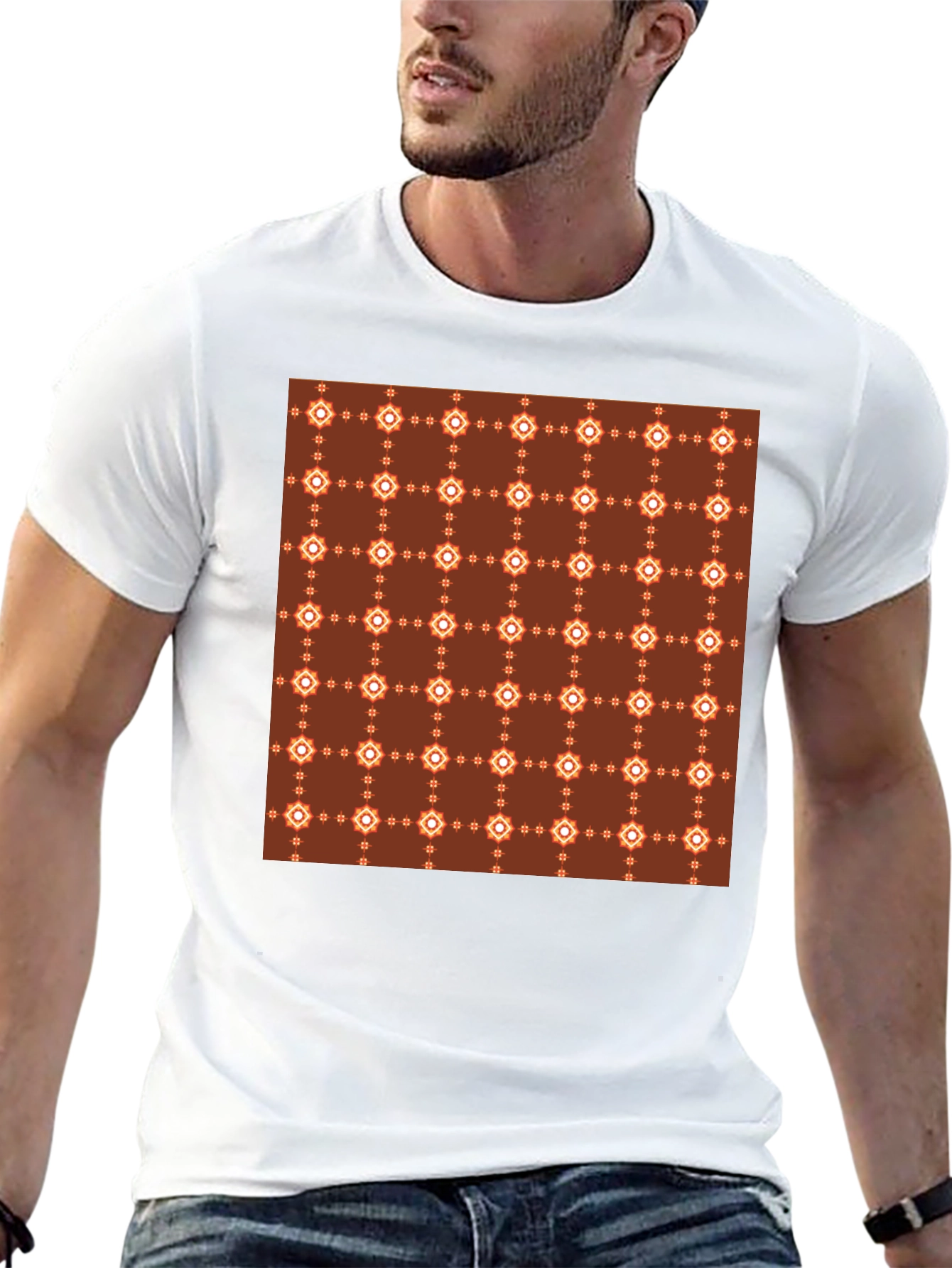 Patterned Tee:  Retro Geometric Print