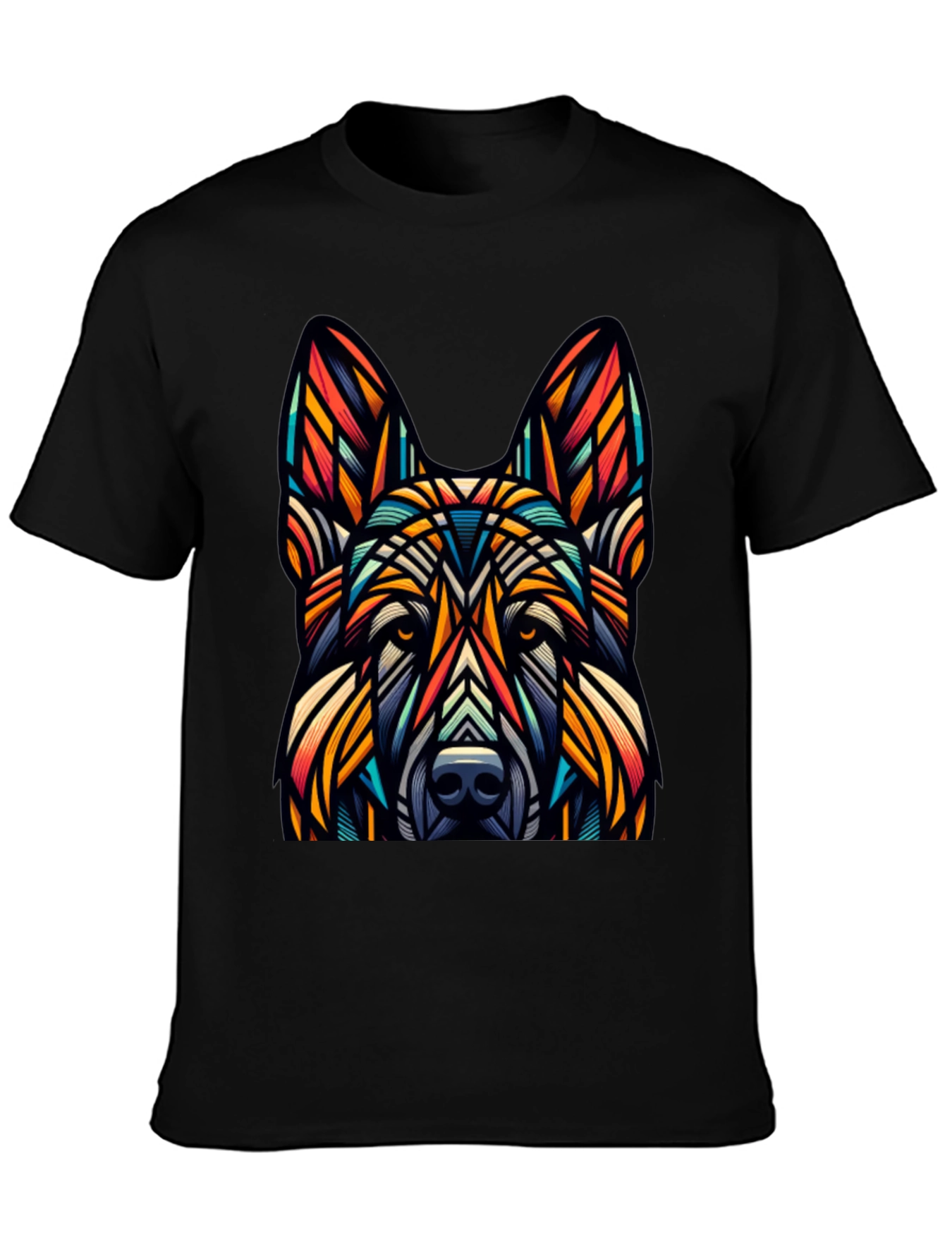 Geometric Dog Graphic Tee - Unique Design