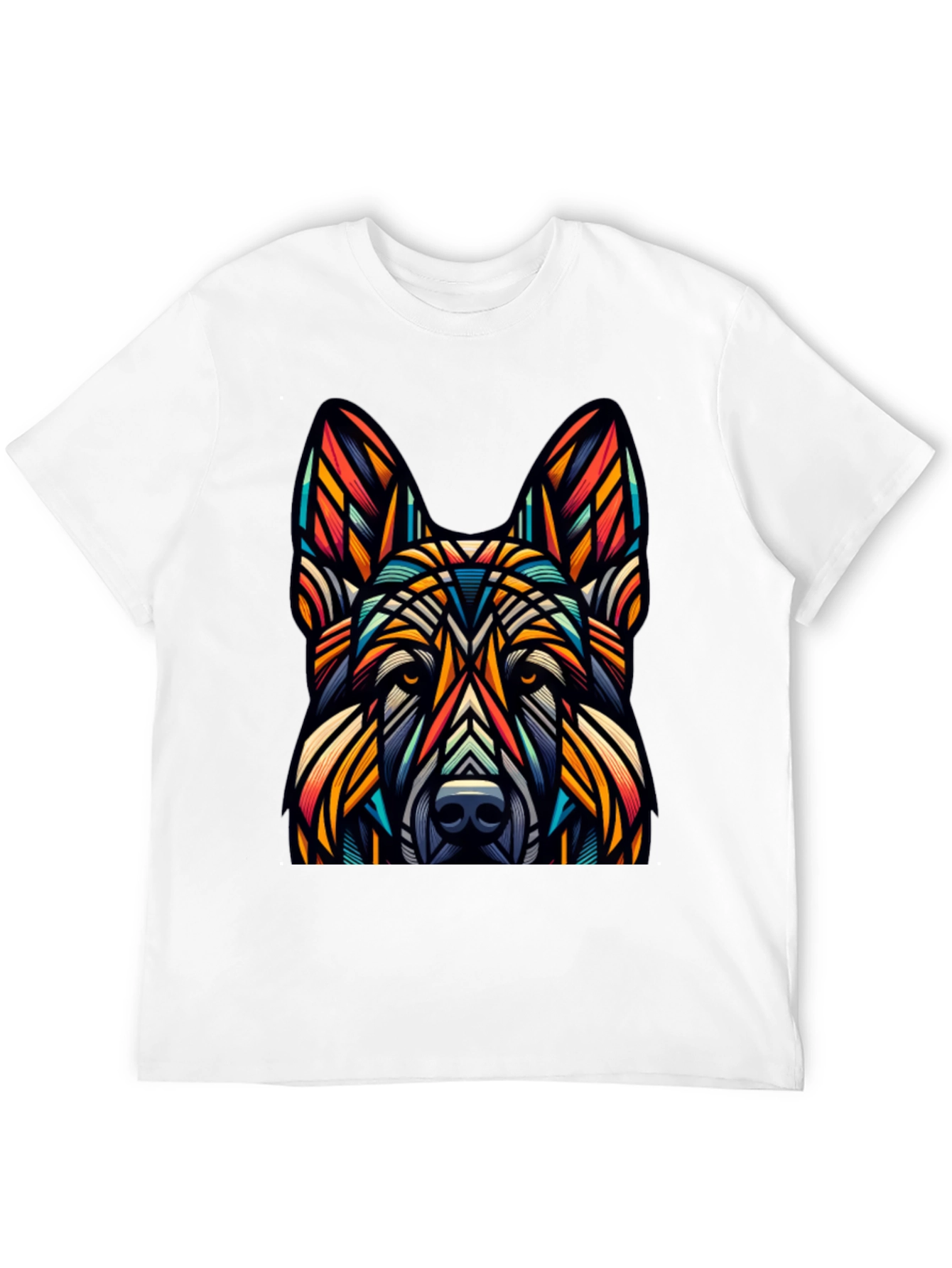 Geometric Dog Graphic Tee - Unique Design